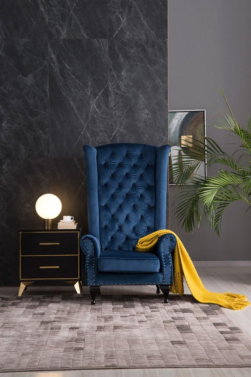 

    
Blue Top Grade Silky Velvet Accent Chair AE506-BLU American Eagle Modern
