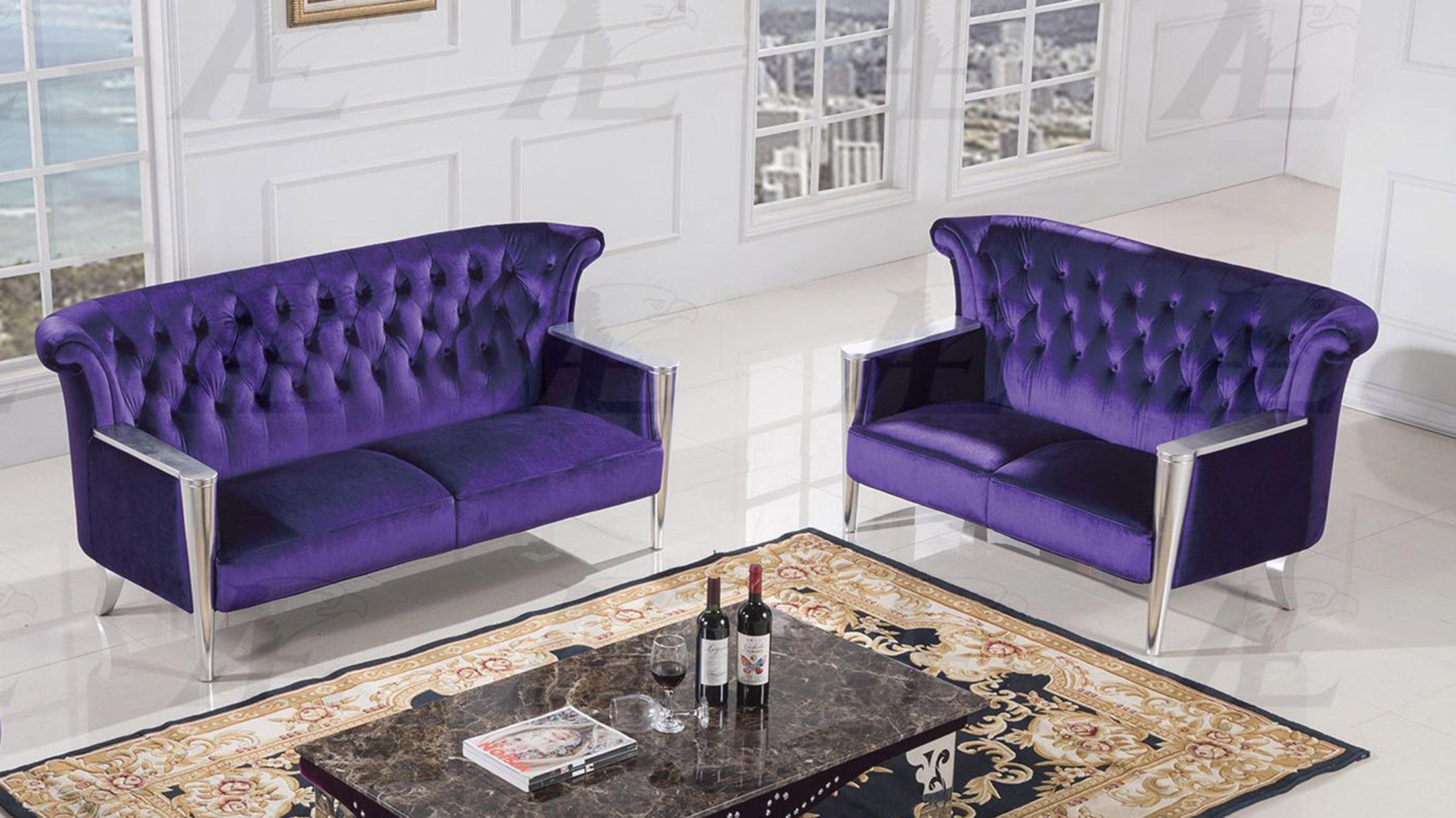 

    
American Eagle Furniture AE592 Purple Sofa and Loveseat Set Fabric Modern 2Pcs
