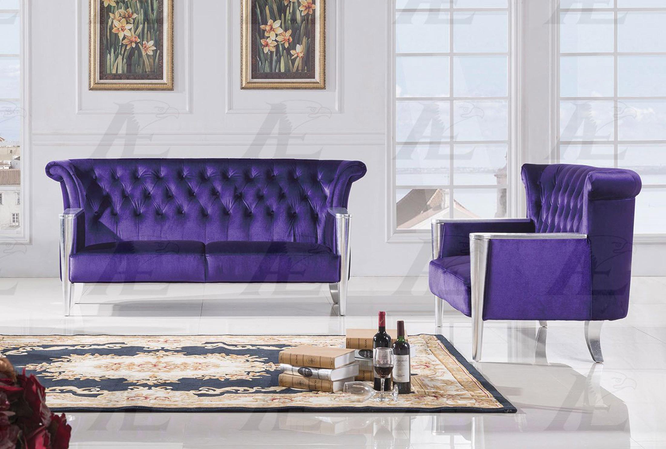 

    
American Eagle Furniture AE592 Purple Sofa and Loveseat Set Fabric Modern 2Pcs
