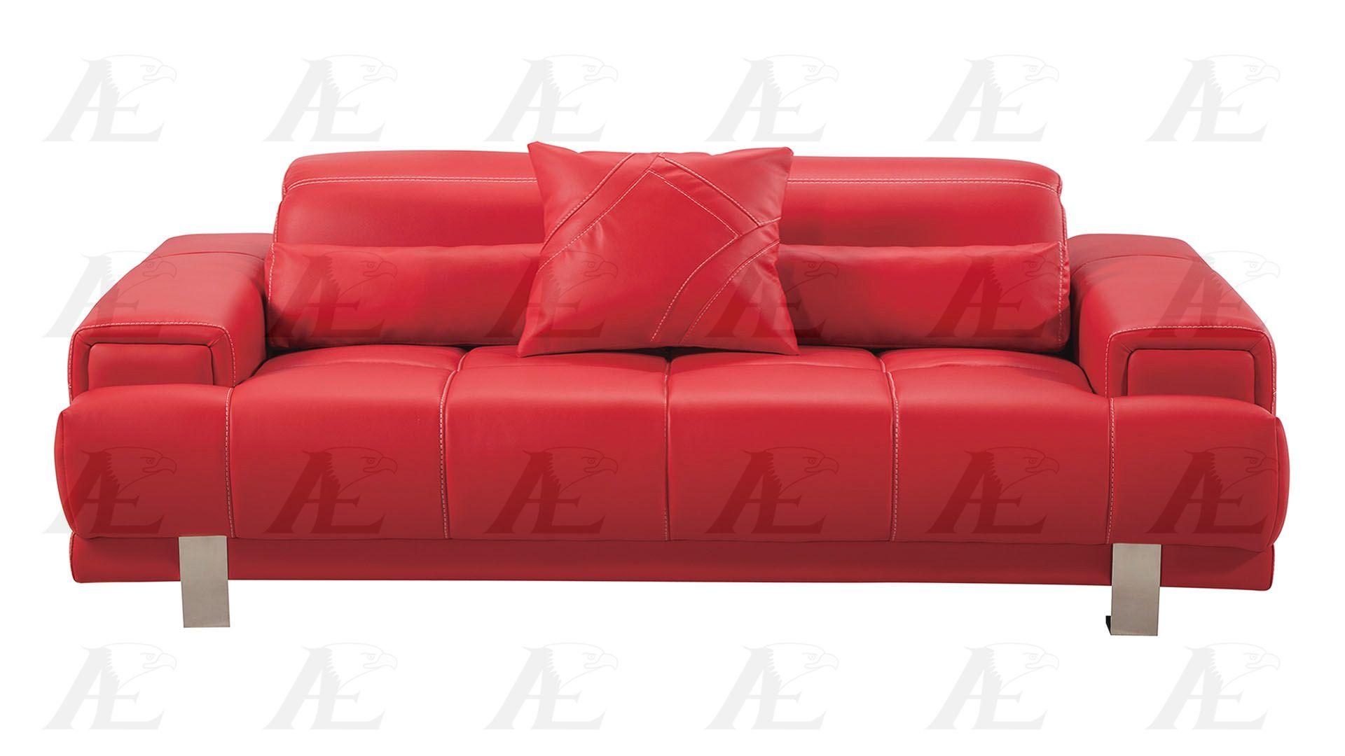Modern Sofa AE606-RED AE606-RED-Sofa in Red Bonded Leather