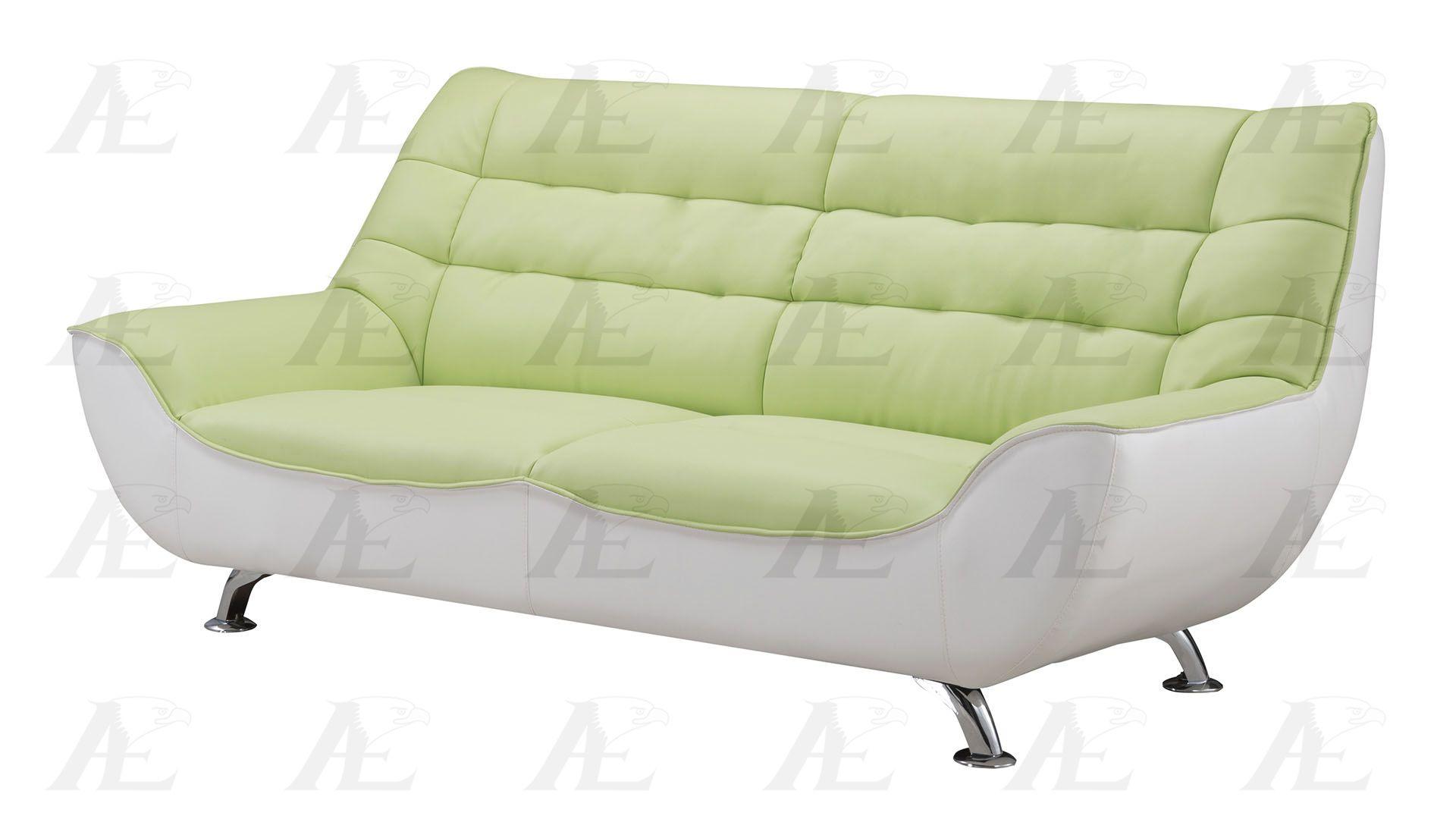 

    
American Eagle Furniture  AE612-GN.W Green and White Sofa Bonded Leather Modern
