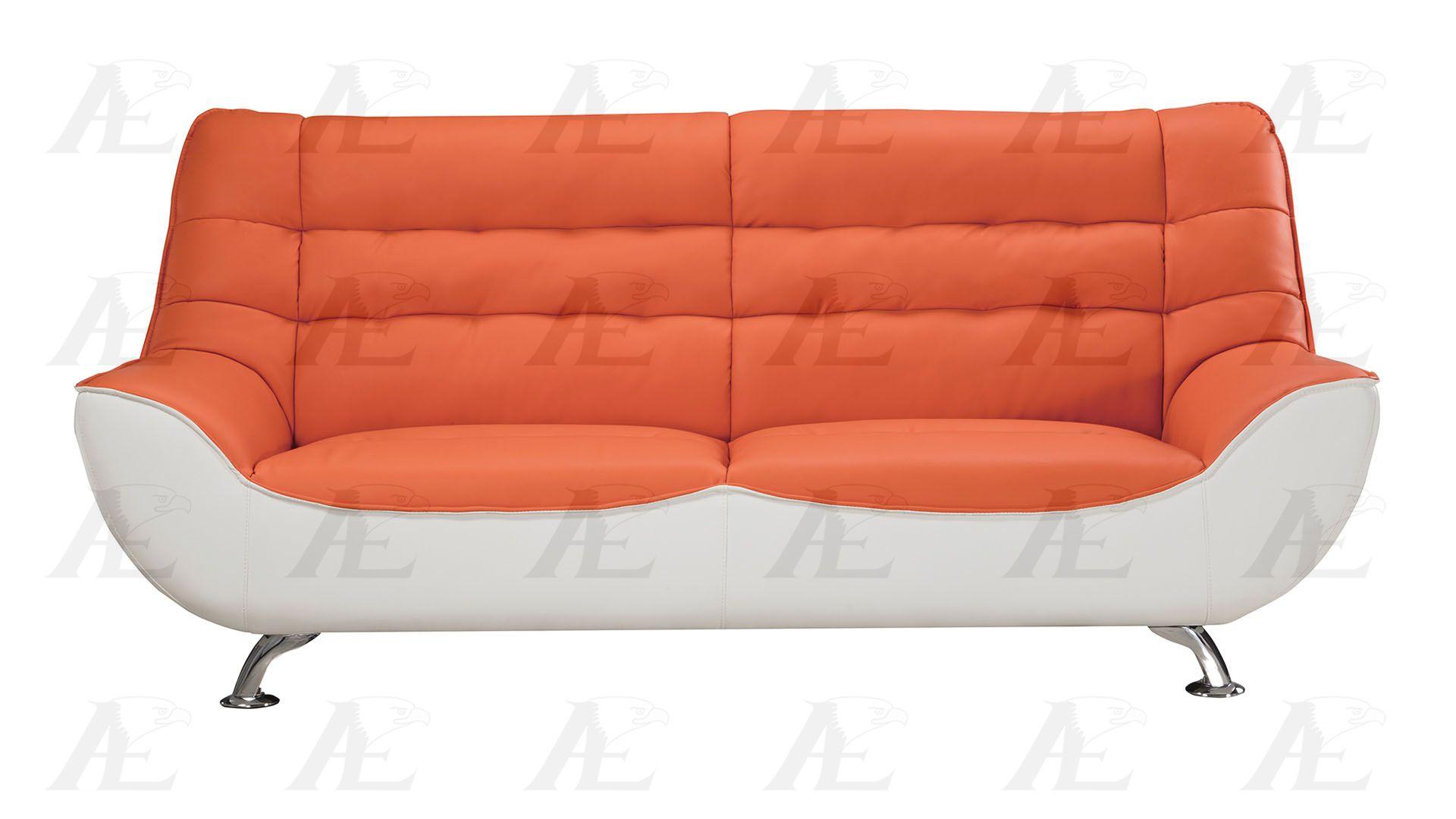 

    
American Eagle Furniture  AE612-ORG.W Orange and White Sofa Loveseat and Chair Set Bonded Leather Modern 3Pcs
