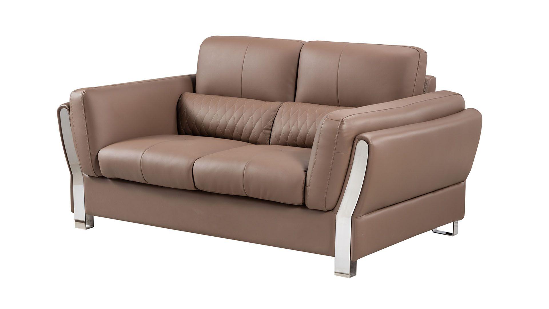 Taupe Microfiber Leather Sofa Set 3