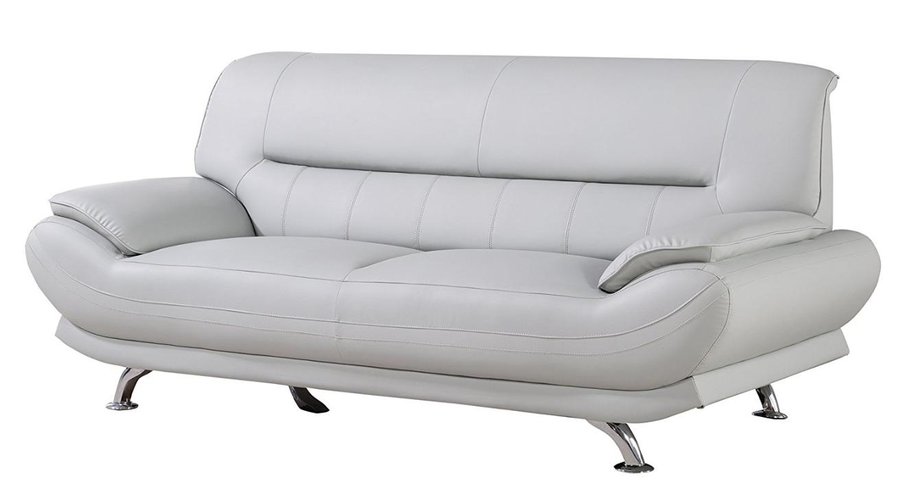 

    
Light Gray Faux Leather Living Room Sofa AE709-LG American Eagle Modern
