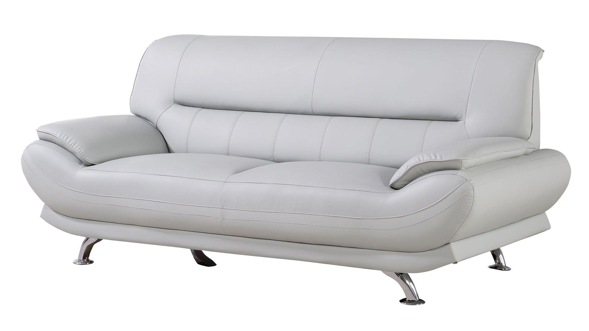 

    
Light Gray Faux Living Room Sofa Set 2Pcs AE709-LG American Eagle Modern

