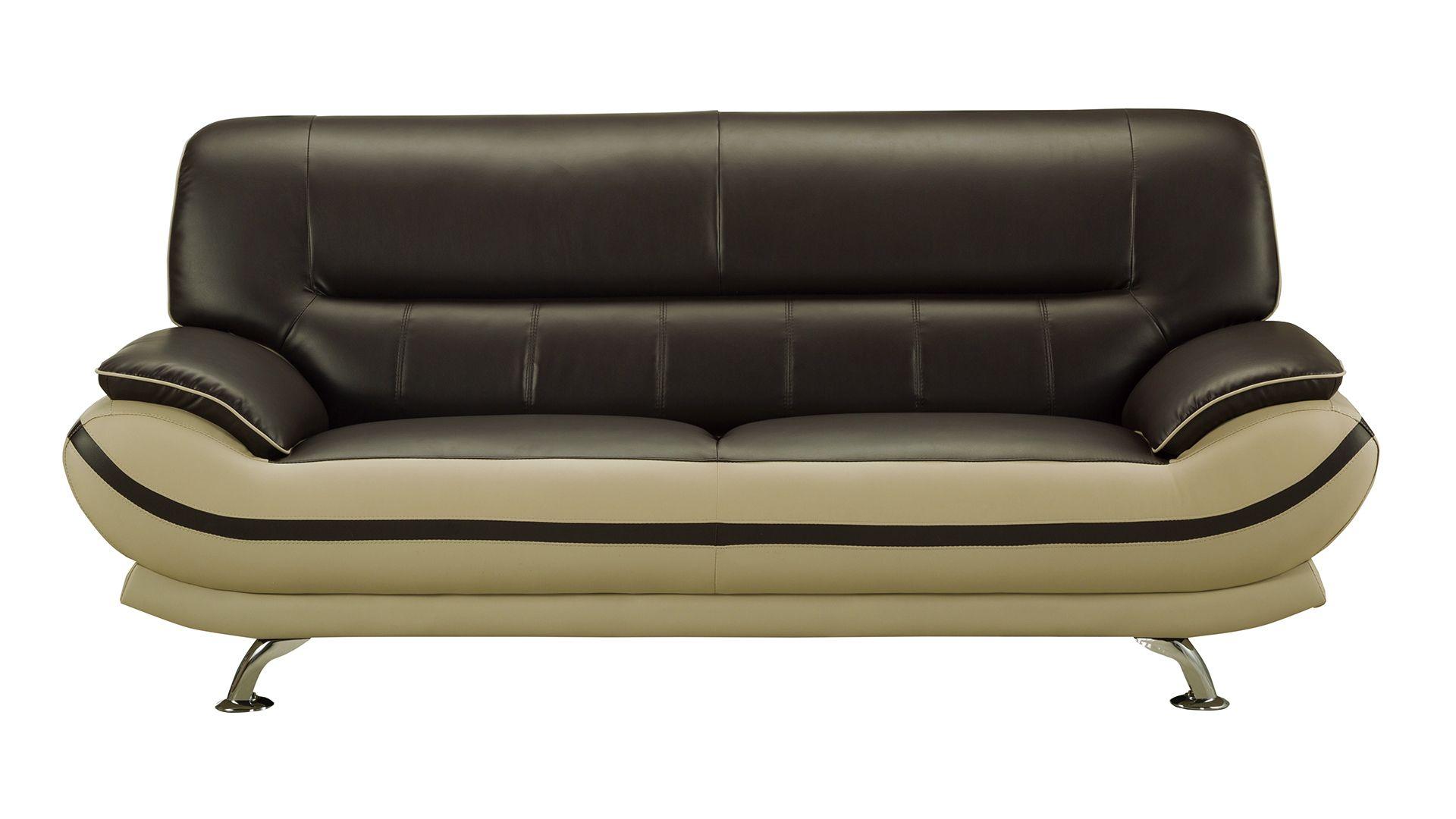 

    
Mahogany & Light Gray Faux Leather Sofa AE709-MA.LG American Eagle Modern
