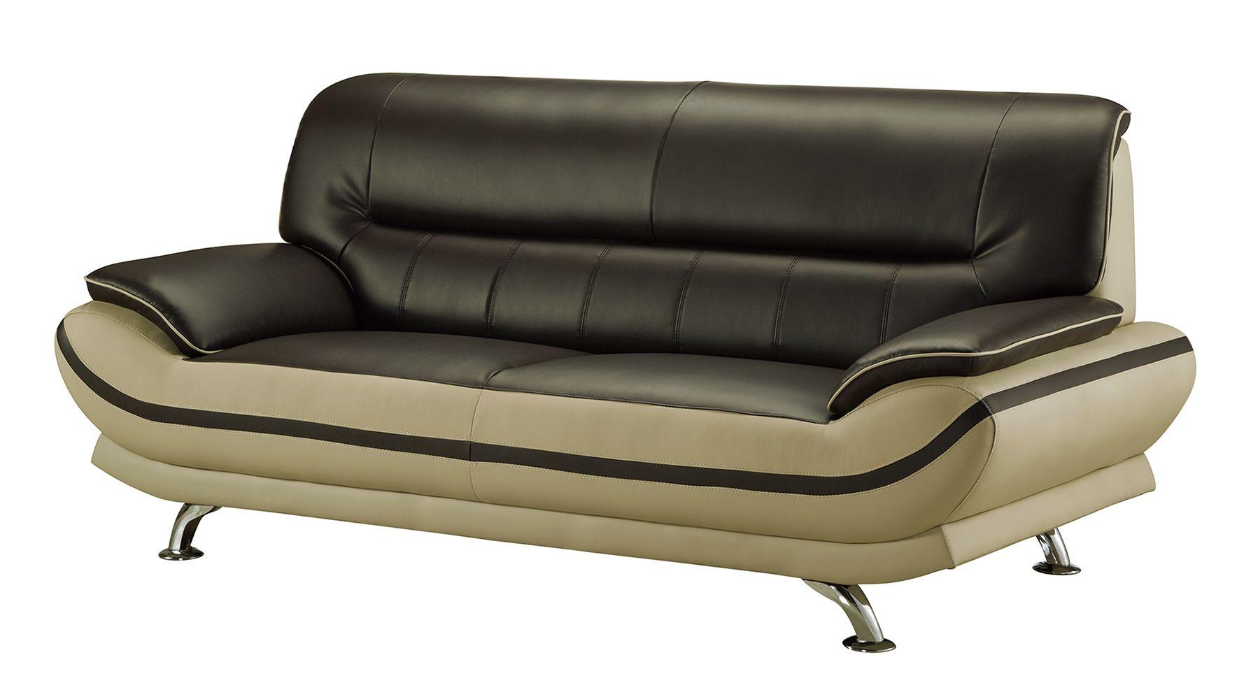 

    
Mahogany & Light Gray Faux Leather Sofa AE709-MA.LG American Eagle Modern
