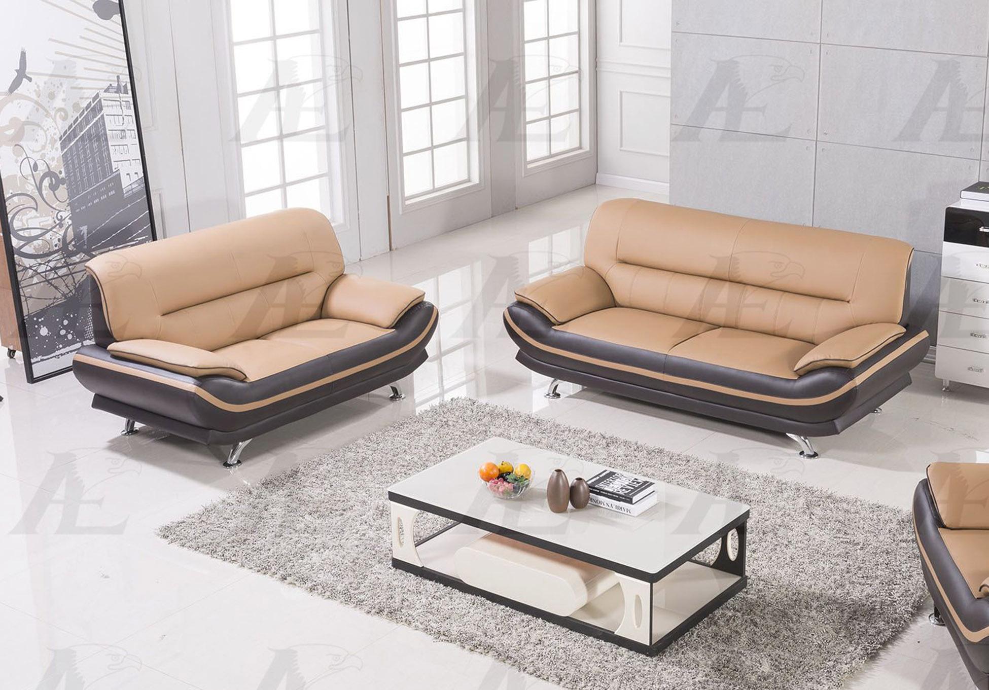 

    
Yellow/ Brown Sofa & 2 Loveseats Faux Leather Set 3Pc American Eagle AE709-YO.BR
