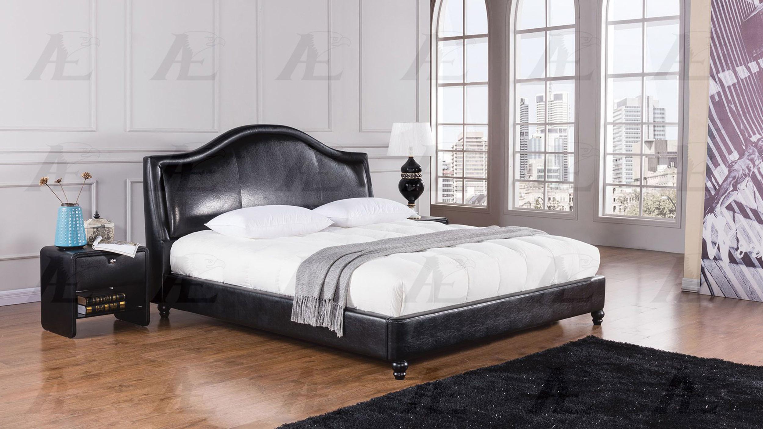

    
Black Leather Air Fabric King Size Bed American Eagle B-D059
