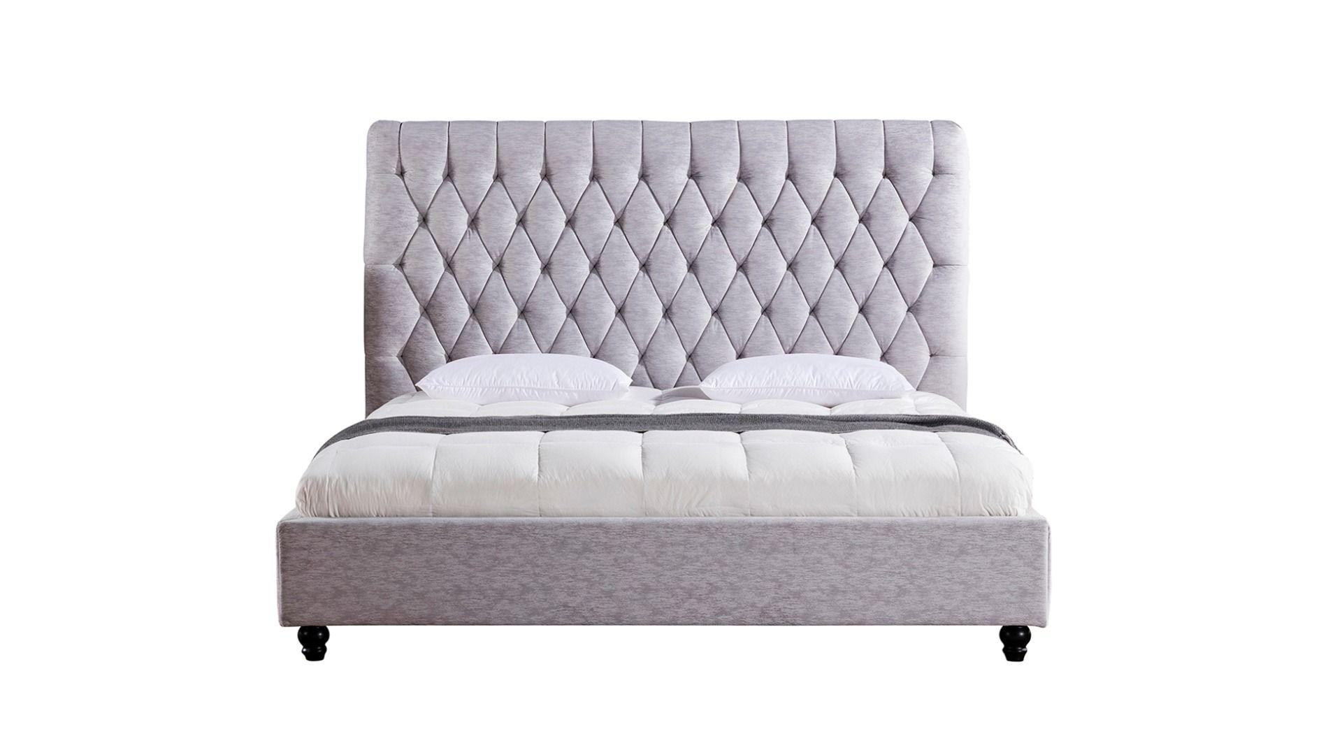 

    
Light Gray King Size Bed Fabric Tufted Headboard American Eagle B-D060
