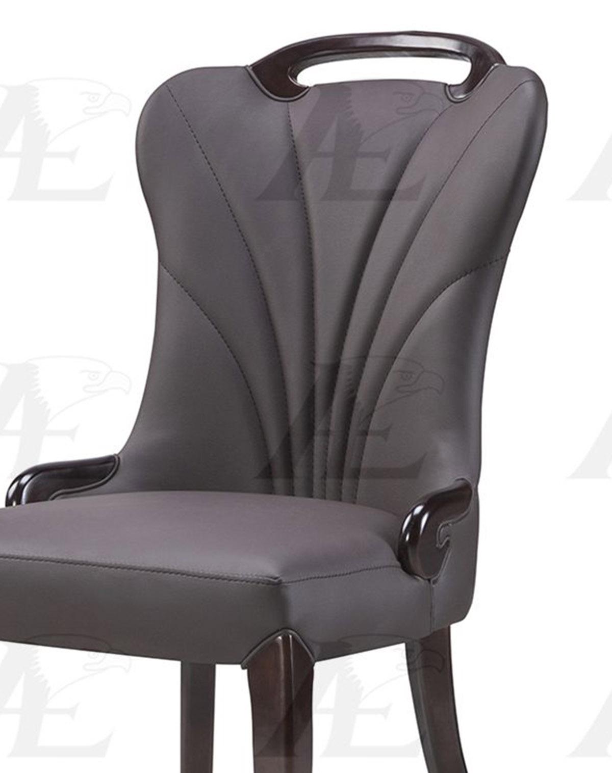 

    
American Eagle Furniture CK-H604-DB Dark Brown Gray PU Dining Chair Set 2Pcs
