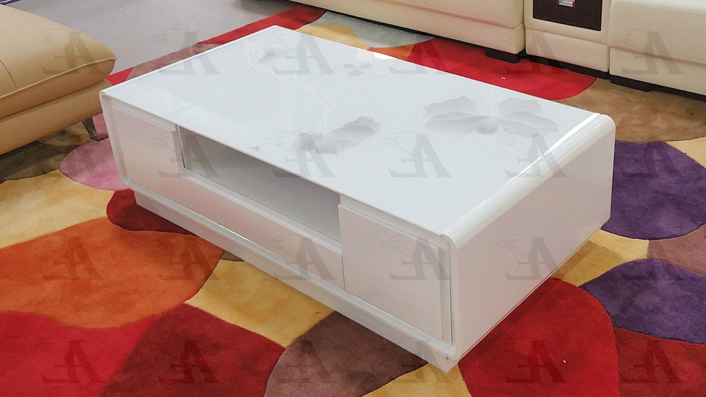 

    
White Tempered Glass Top Coffee Table Modern American Eagle CT-C523
