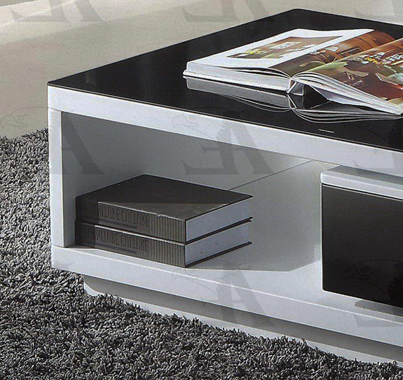 

    
Black White Tempered Glass Top Coffee Table American Eagle CT-C535
