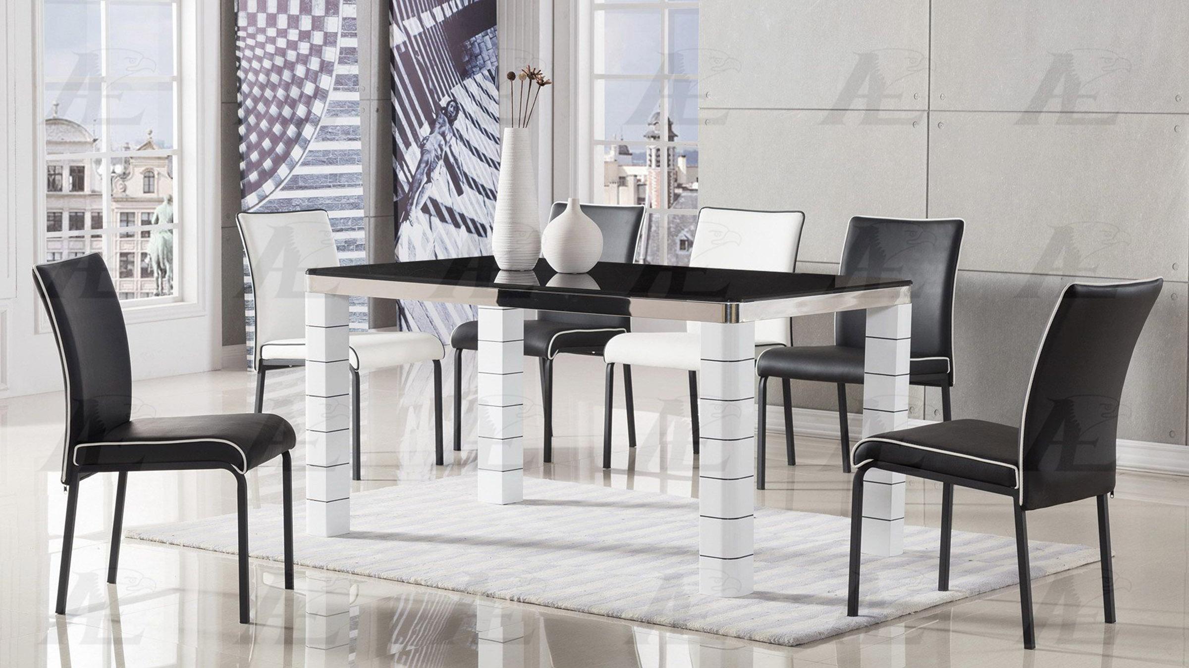 Contemporary Dining Table DT-D318 DT-D318 in Black, Ivory 