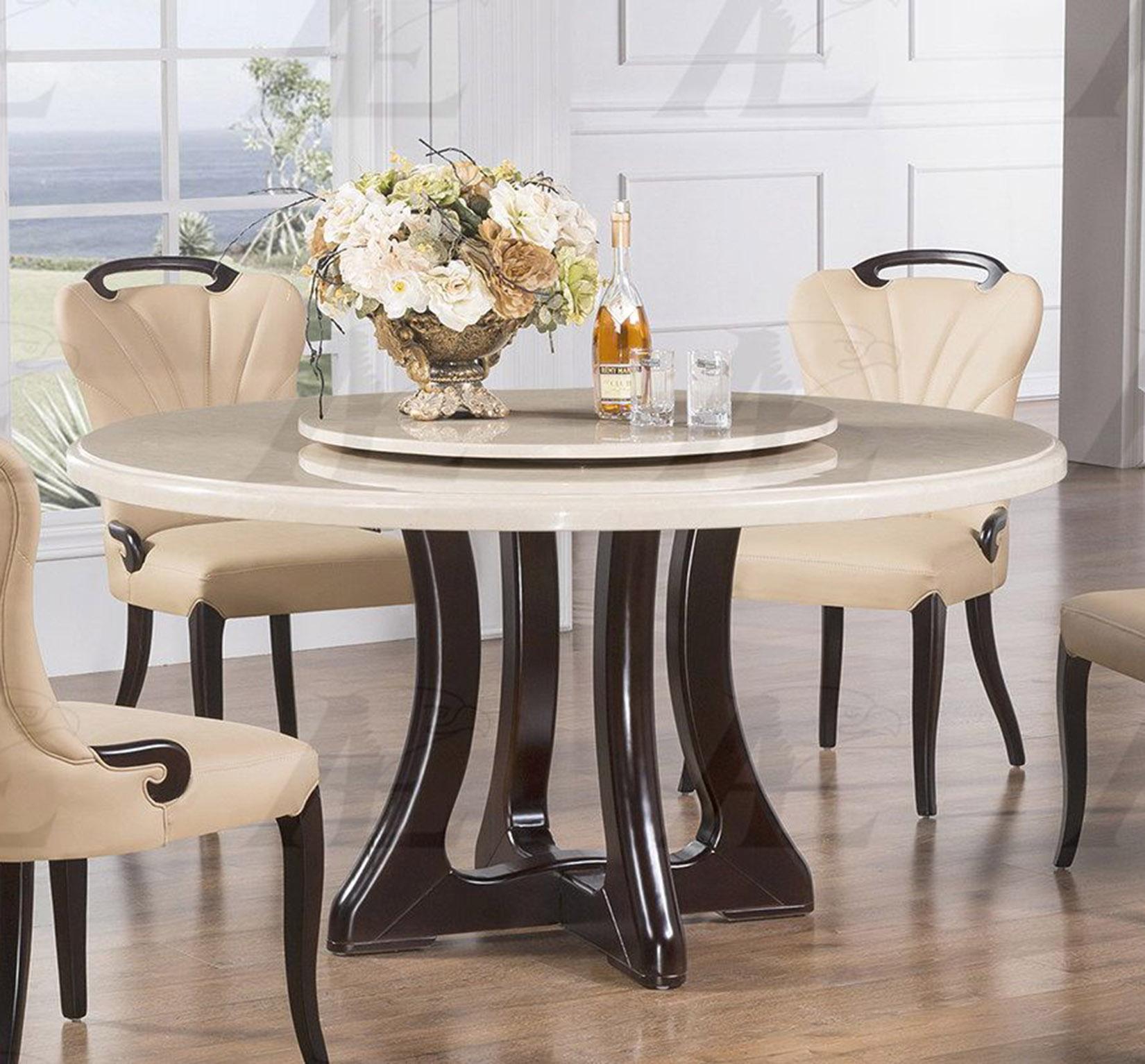 

    
Beige Faux Marble Top Round Dining Table w/ Lazy Susan American Eagle DT-H222
