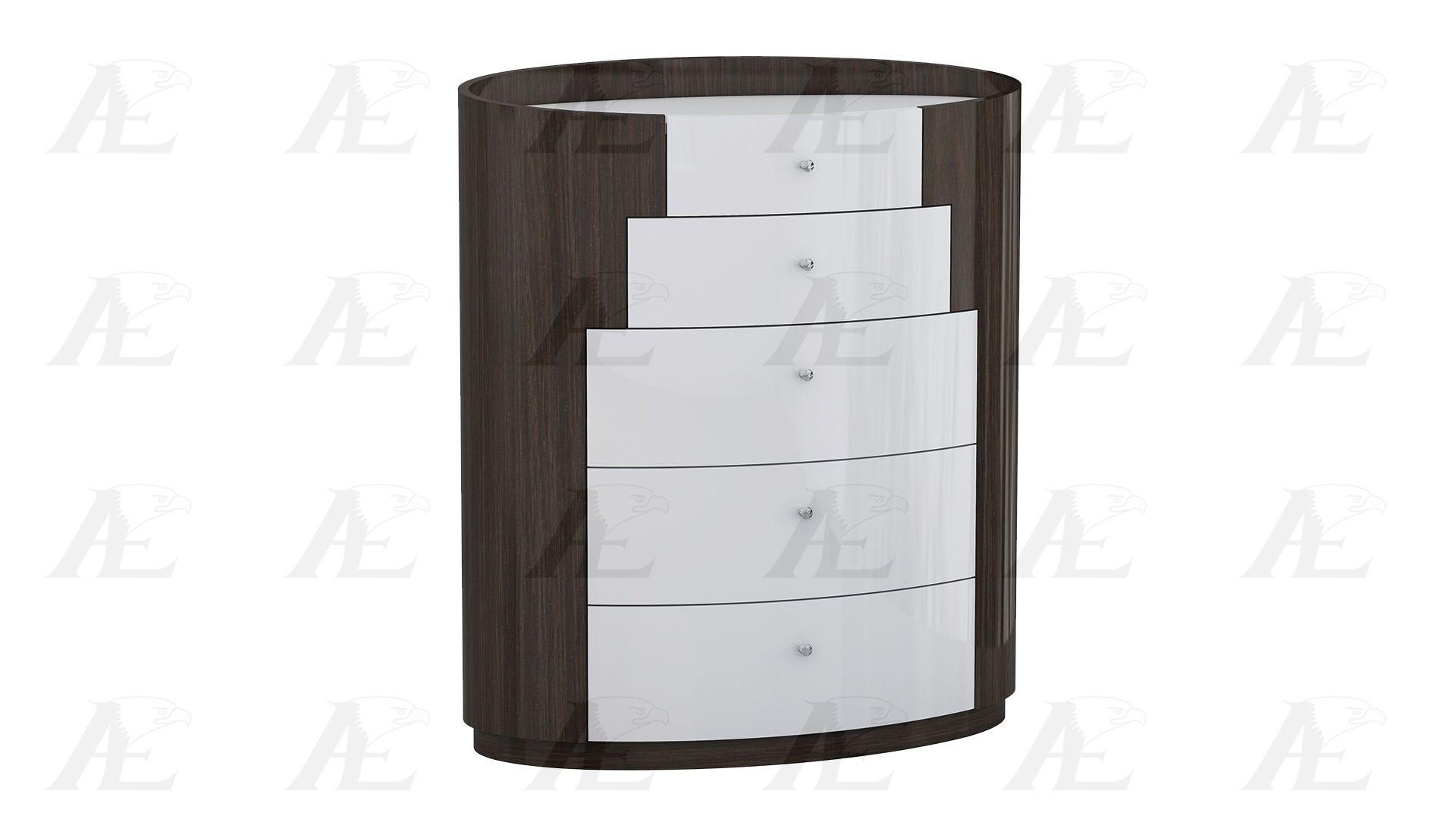 

    
American Eagle Furniture ED-P105-5 Palisander Brown White 5 Drawer Chest Wood Modern
