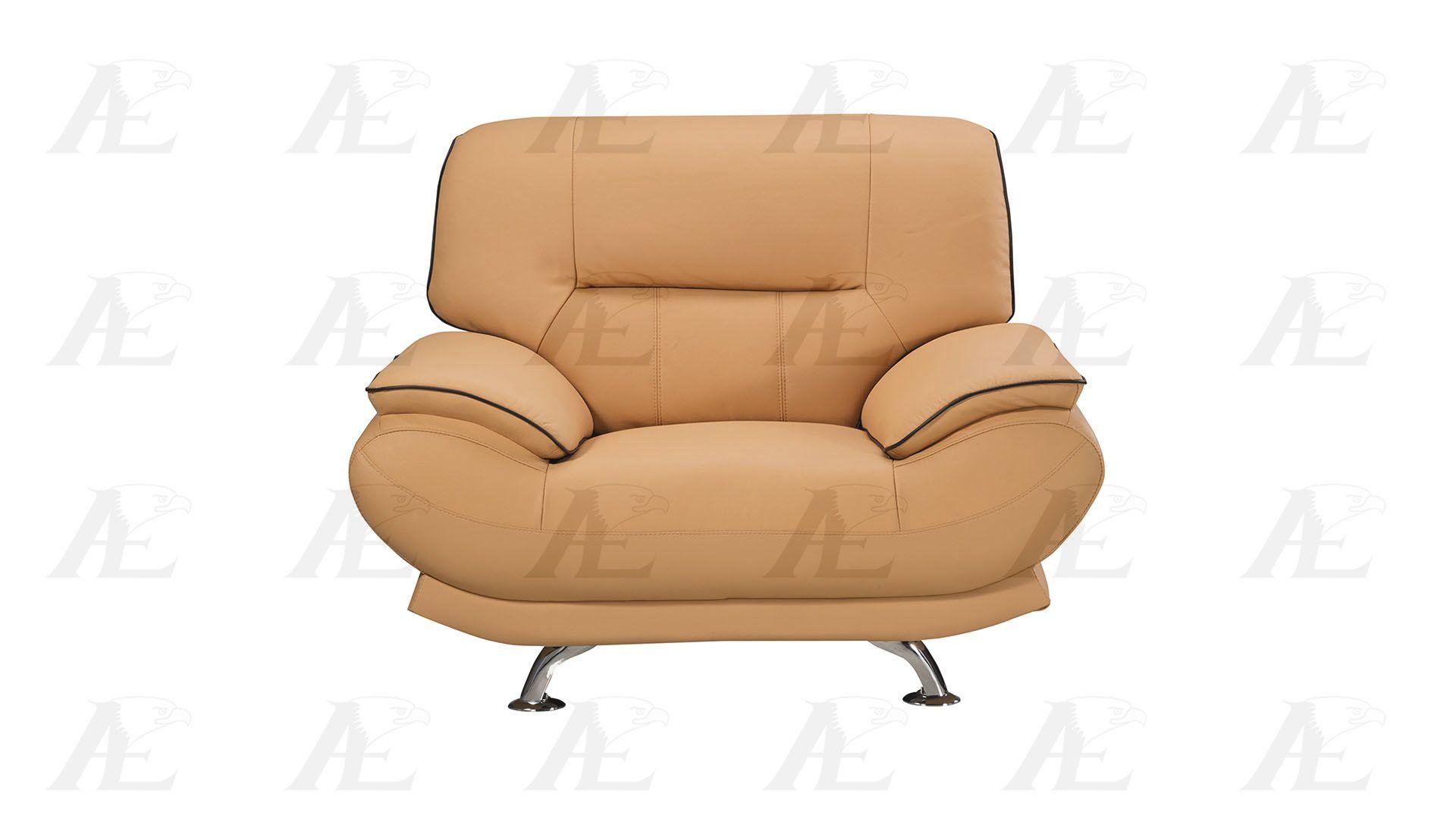 

    
 Shop  Yellow Genuine Leather Sofa Set 3Pcs EK-9118-YO-SF American Eagle Contemporary
