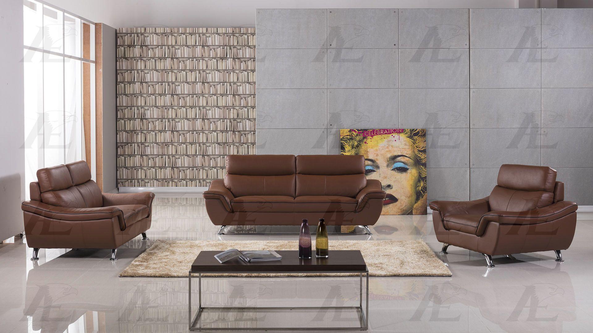

    
American Eagle Furniture EK-B303-DT.DB Modern Dark Tan Genuine Leather Sofa Set 3Pcs

