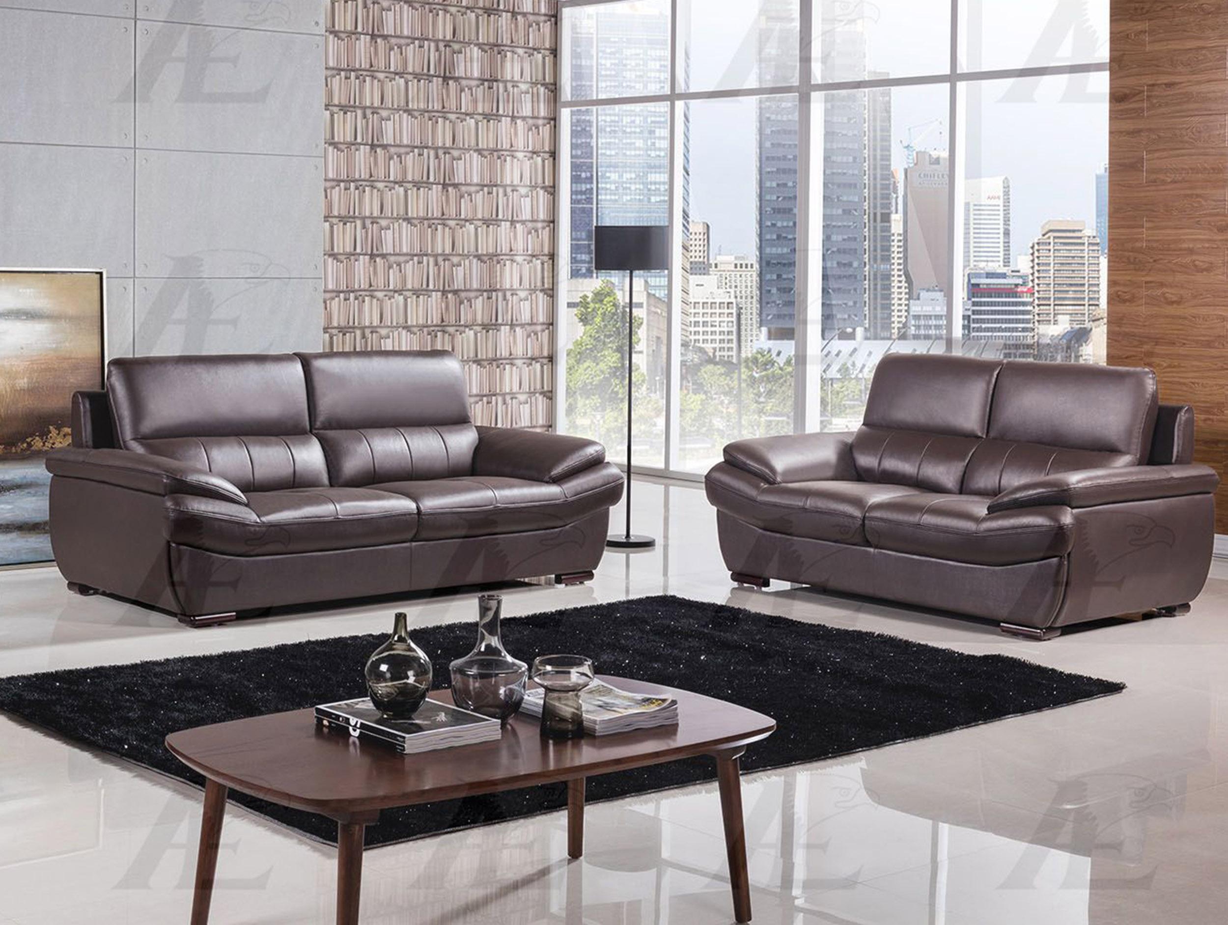 

    
Chocolate Genuine Leather Sofa Set 2Pcs EK-9305-DC-SF American Eagle Modern

