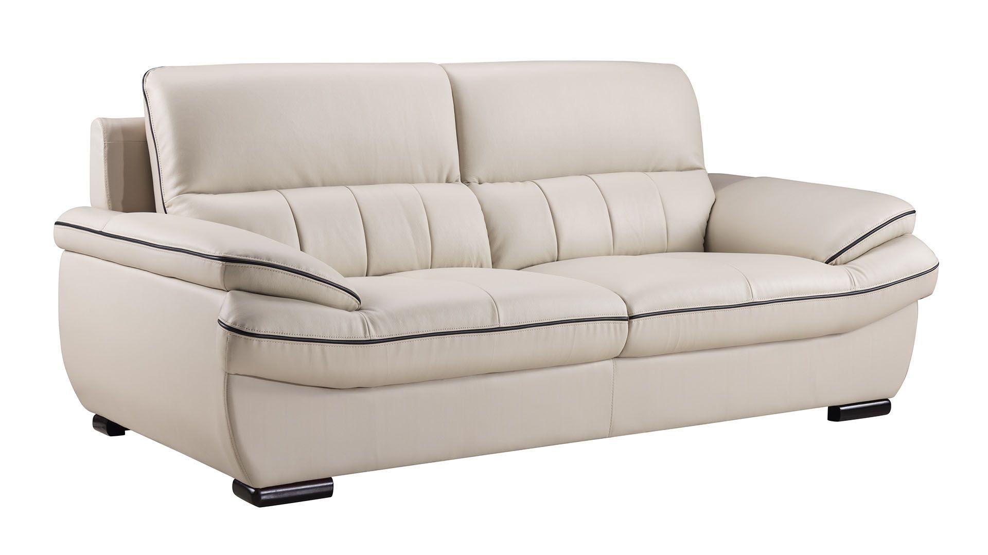 Modern Sofa EK-B305-LG.BK-SF EK-B305-LG.BK-SF in Light Gray Genuine Leather