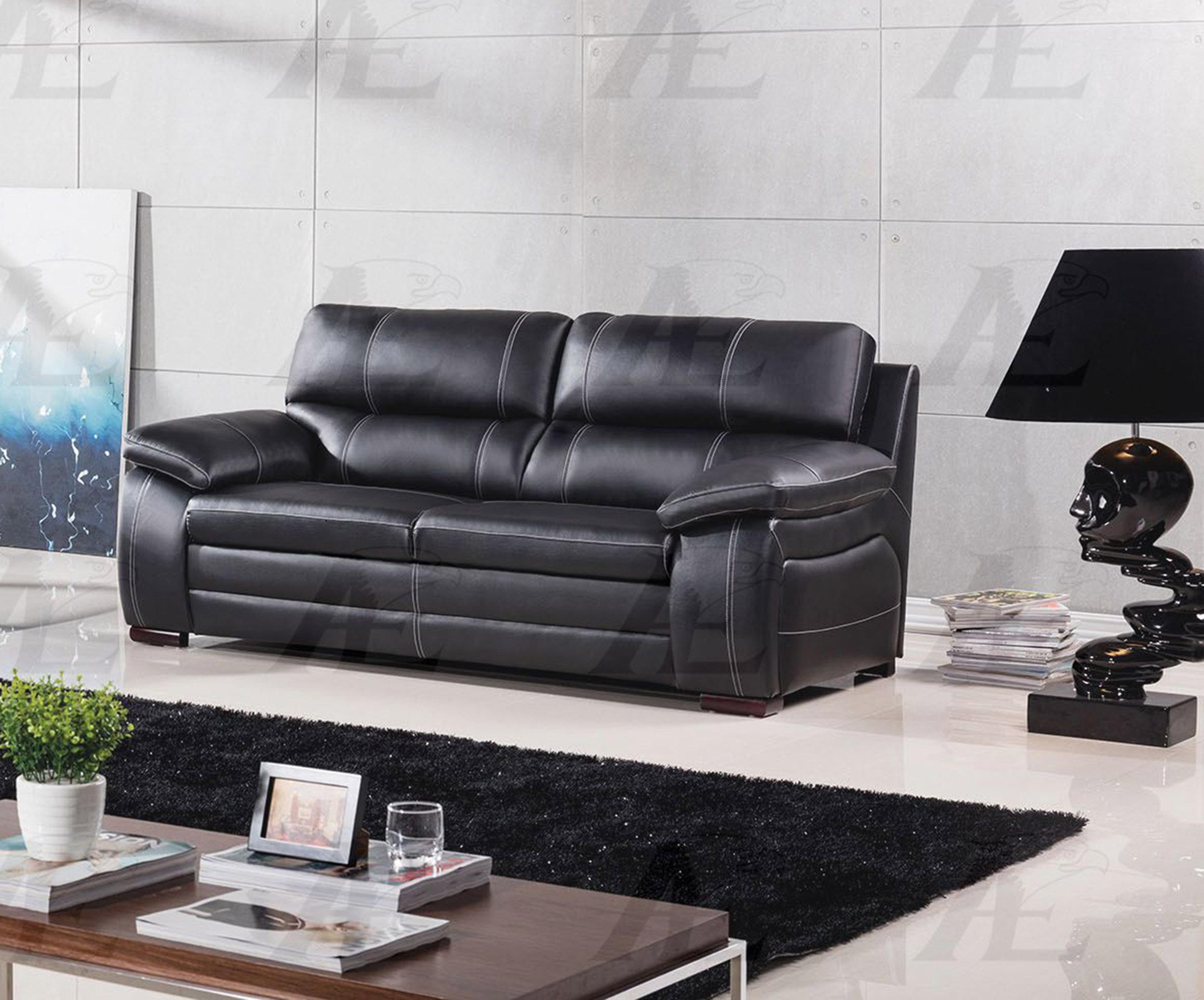 

    
American Eagle Furniture EK-B520-BK Black Sofa Genuine Leather  Modern
