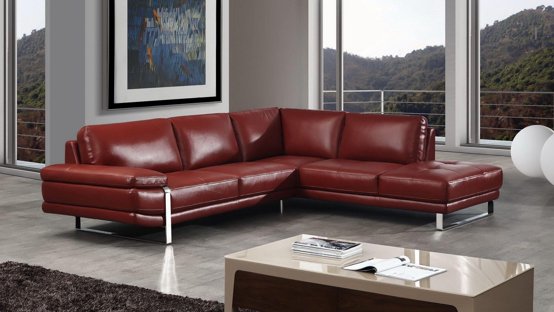 

    
Red Italian Leather Sectional Sofa LEFT EK-L025-RED American Eagle Modern
