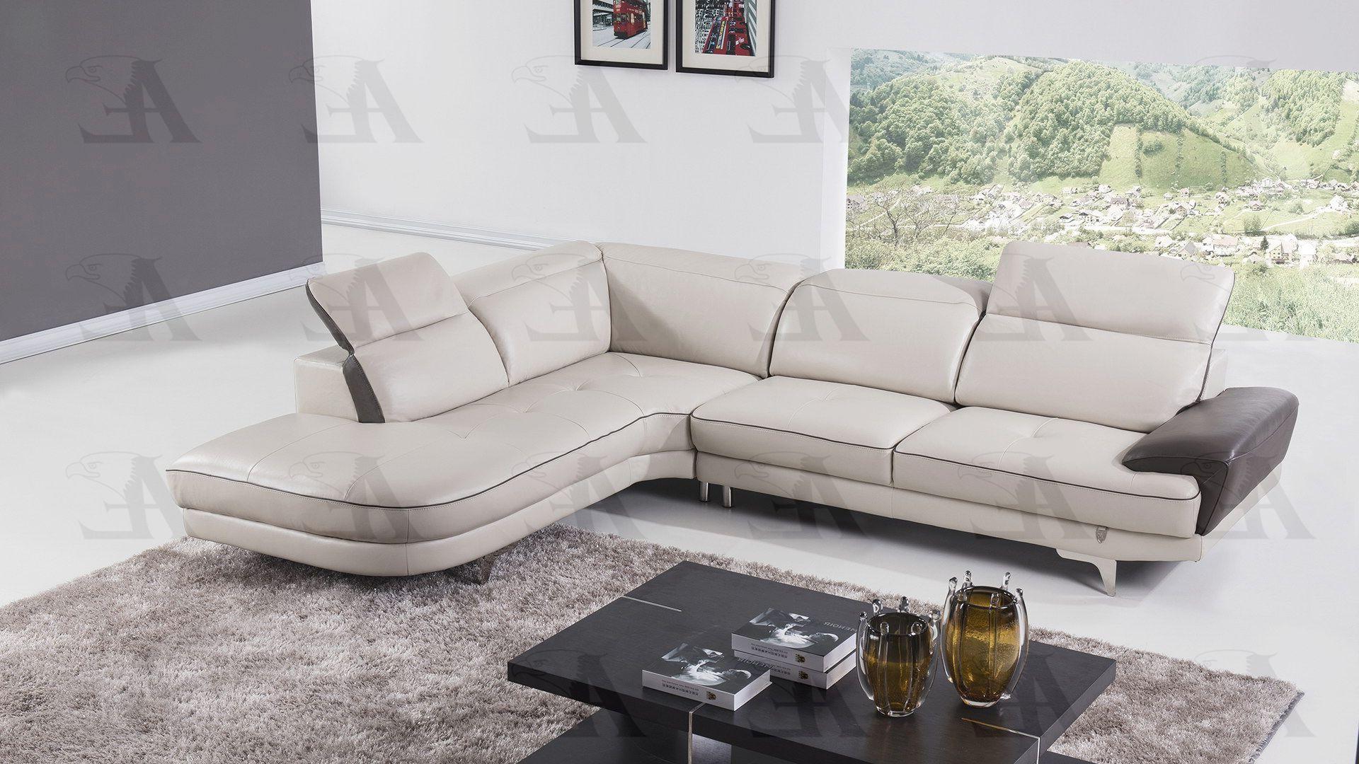 

    
American Eagle Furniture EK-L043-LG.TPE Light Gray Sectional Sofa Chaise Left Hand Chase Italian Leather Modern 2Pcs
