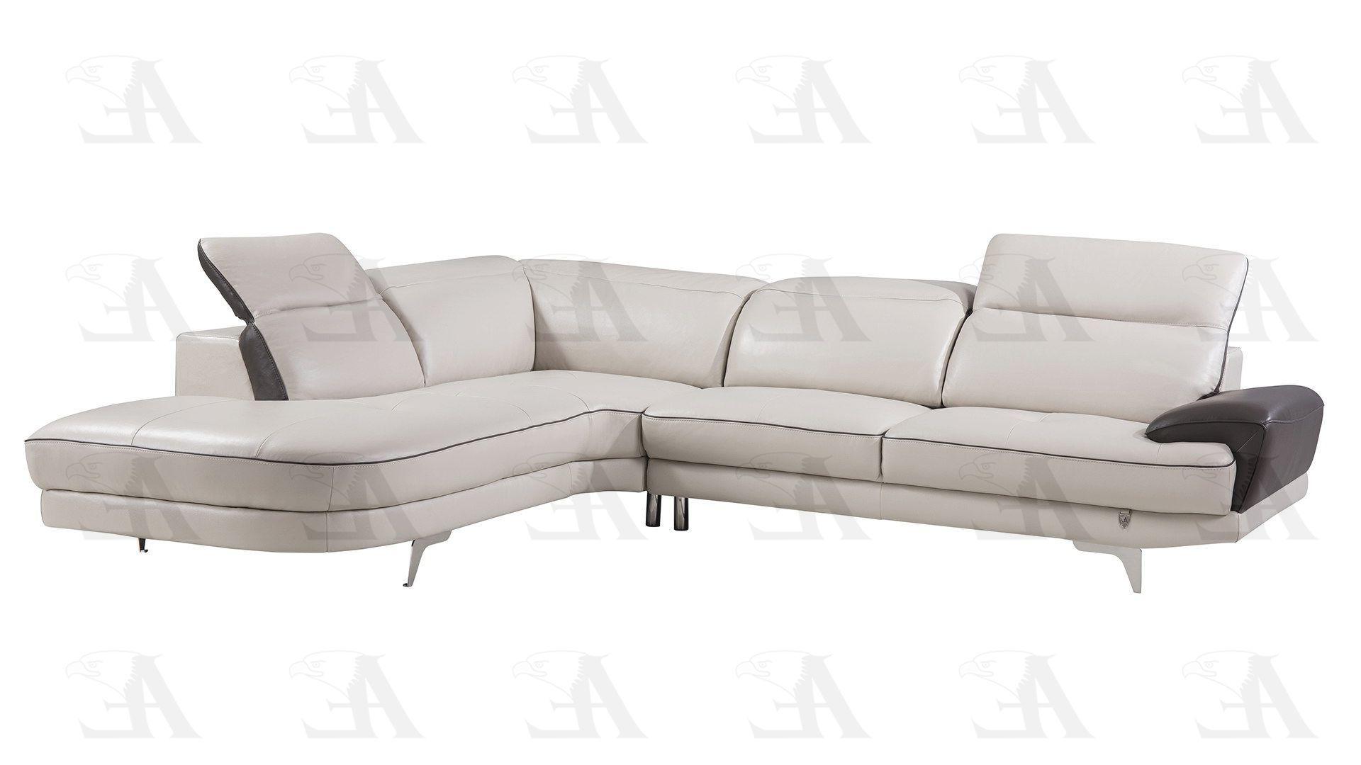

    
American Eagle Furniture EK-L043-LG.TPE Light Gray Sectional Sofa Chaise Left Hand Chase Italian Leather Modern 2Pcs
