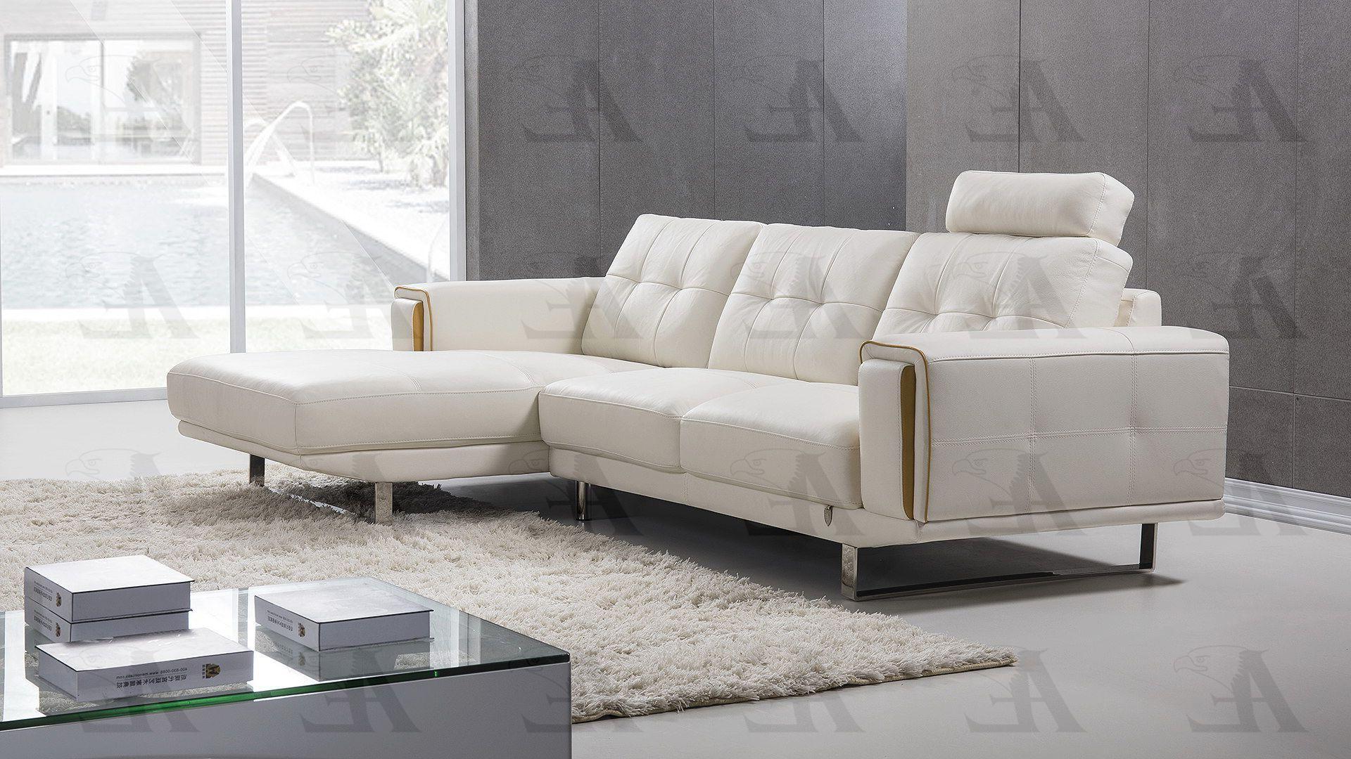 

    
American Eagle Furniture EK-L051-W.YO White Sectional Sofa Chaise Left Hand Chase Italian Leather Modern 2Pcs
