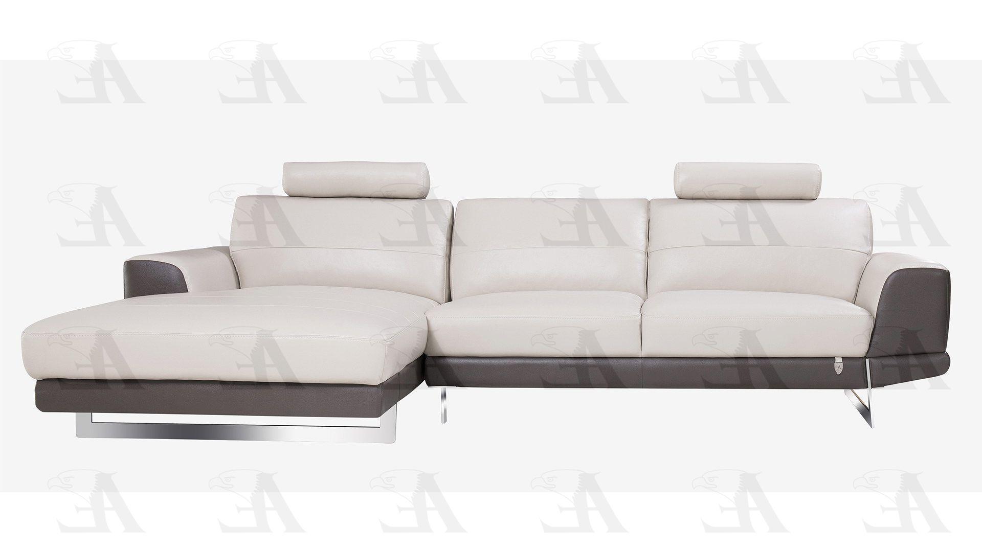 

    
American Eagle Furniture EK-L062-LG.TPE Gray Taupe Sectional Sofa Chaise Left Hand Chase Italian Leather Modern 2Pcs
