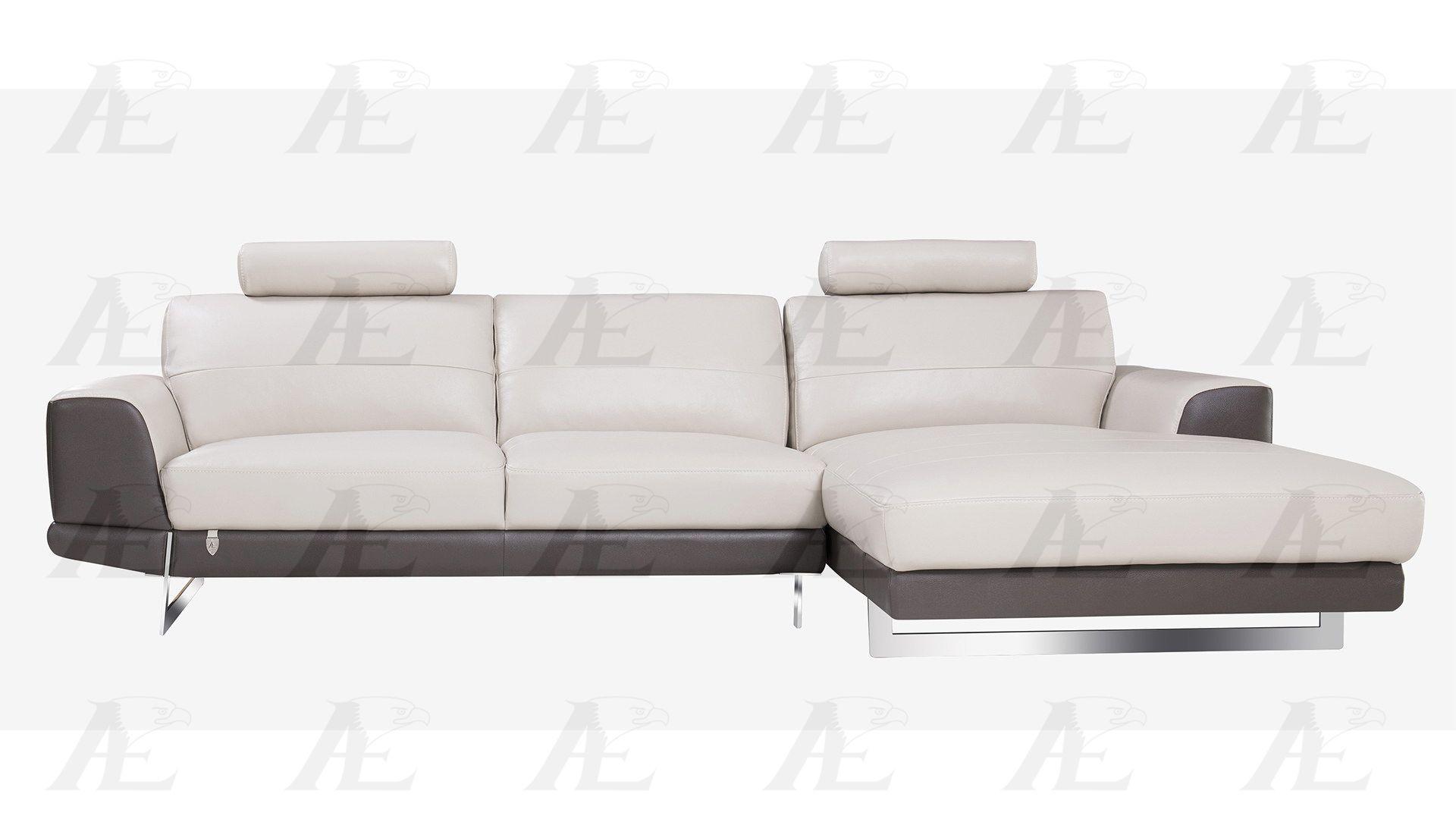 

    
American Eagle Furniture EK-L062-LG.TPE Gray Taupe Sectional Sofa Chaise Right Hand Chase Italian Leather Modern 2Pcs

