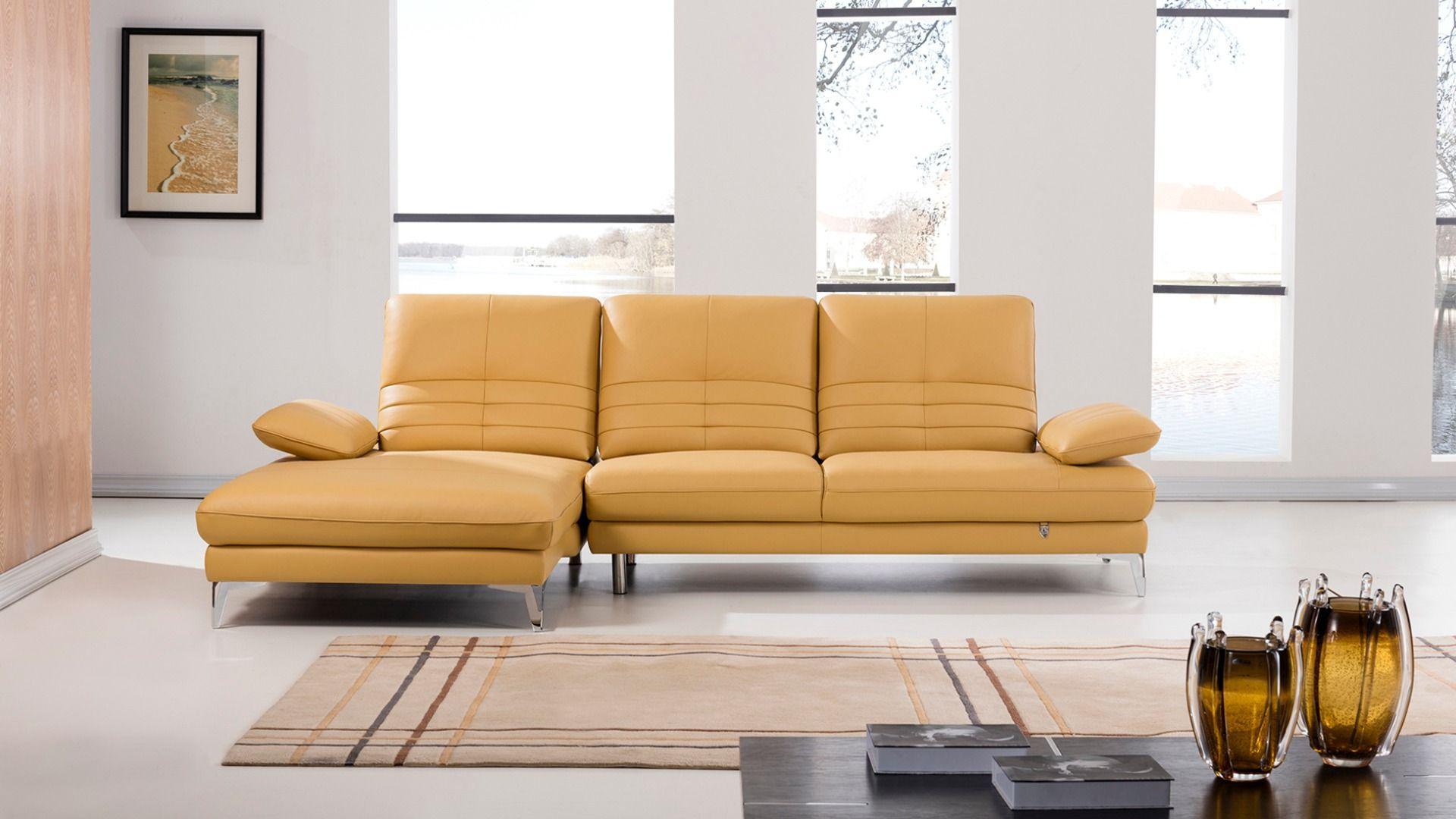 

    
Yellow Italian Leather Sectional Sofa RIGHT EK-L070-YO American Eagle Modern
