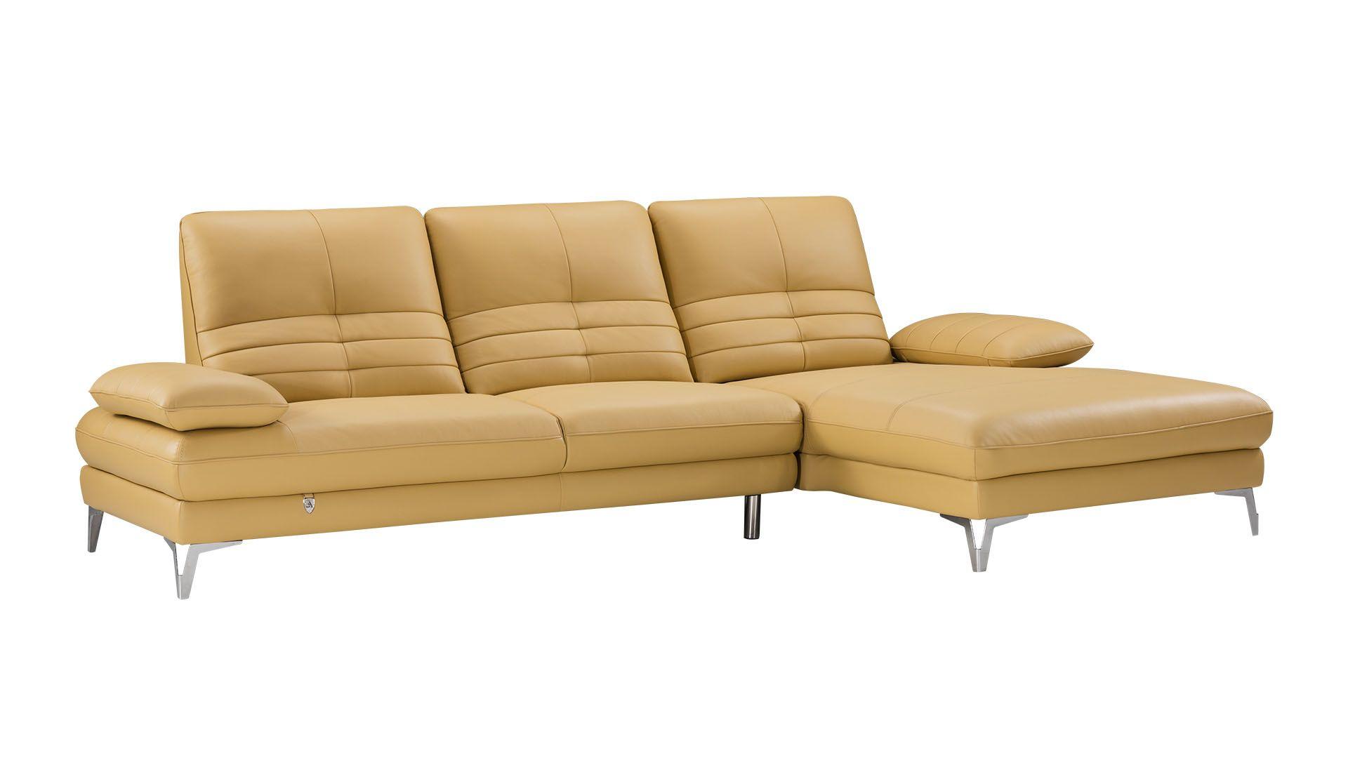 Contemporary, Modern Sectional Sofa EK-L070-YO EK-L070R-YO in Yellow Italian Leather