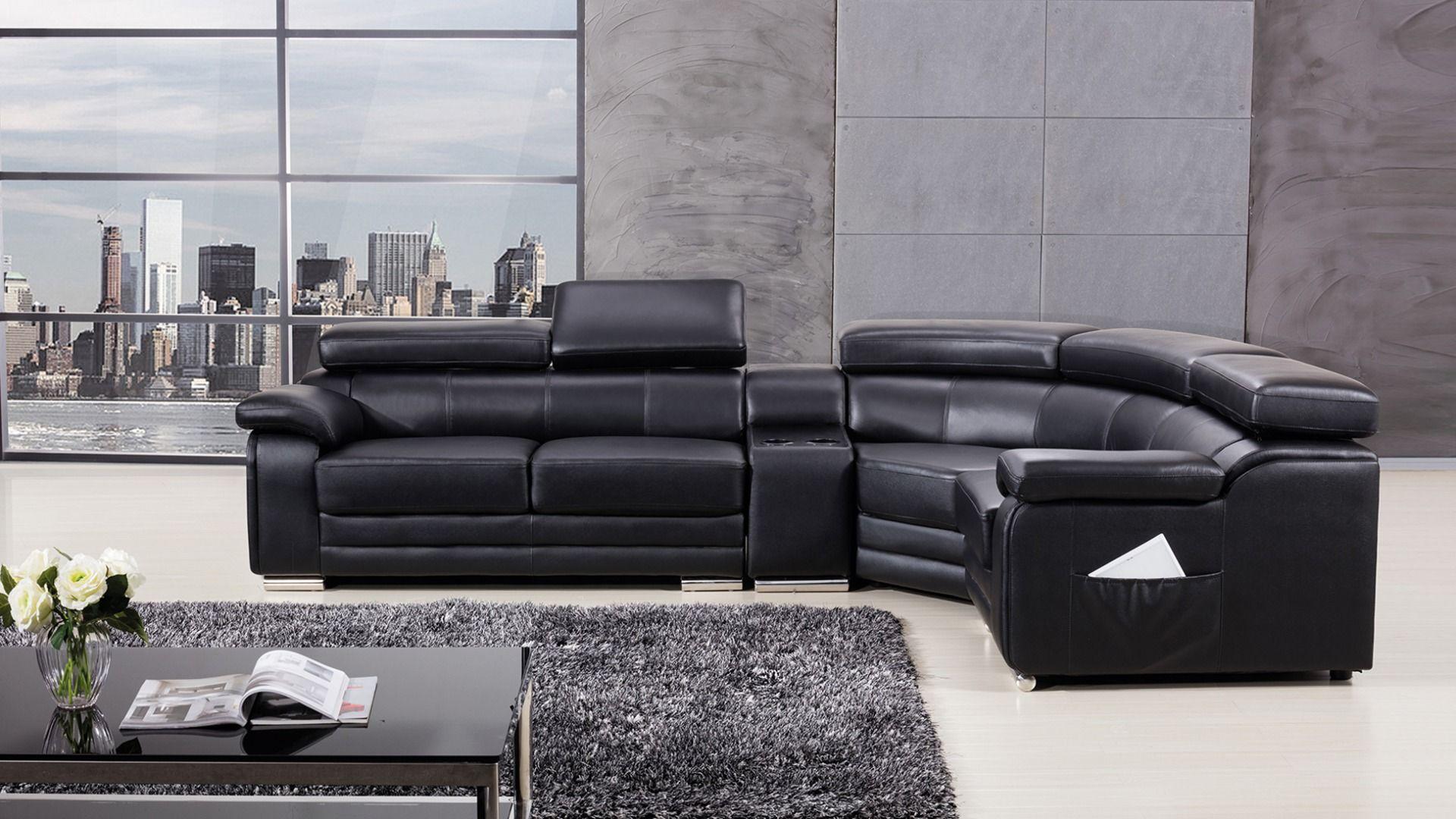 

    
Black Genuine Leather Sofa LEFT EK-L516-BK American Eagle Modern
