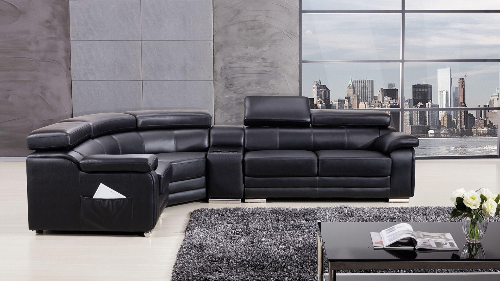 

    
Black Genuine Leather Sofa RIGHT EK-L516-BK American Eagle Modern
