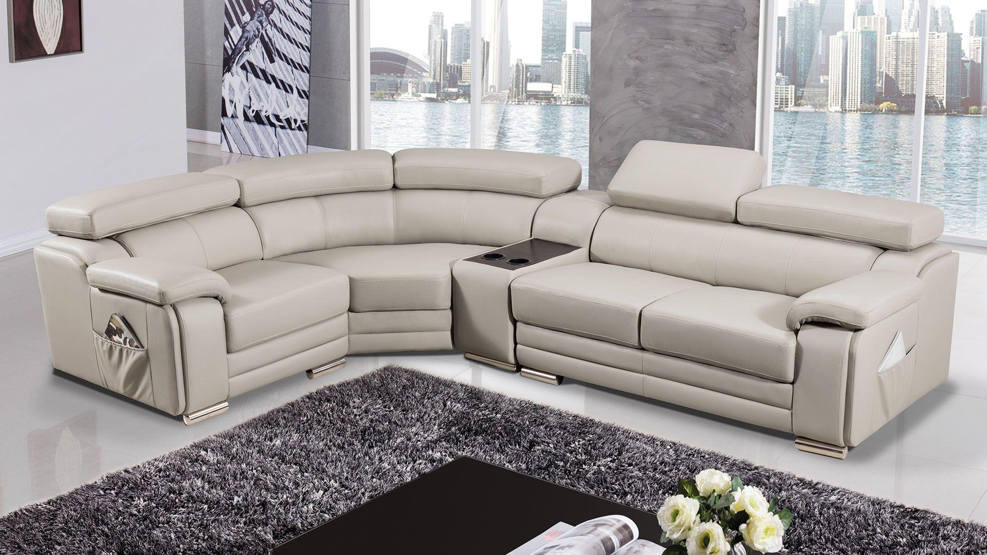 

    
Light Gray Genuine Leather Sofa RIGHT EK-L516-LG American Eagle Modern
