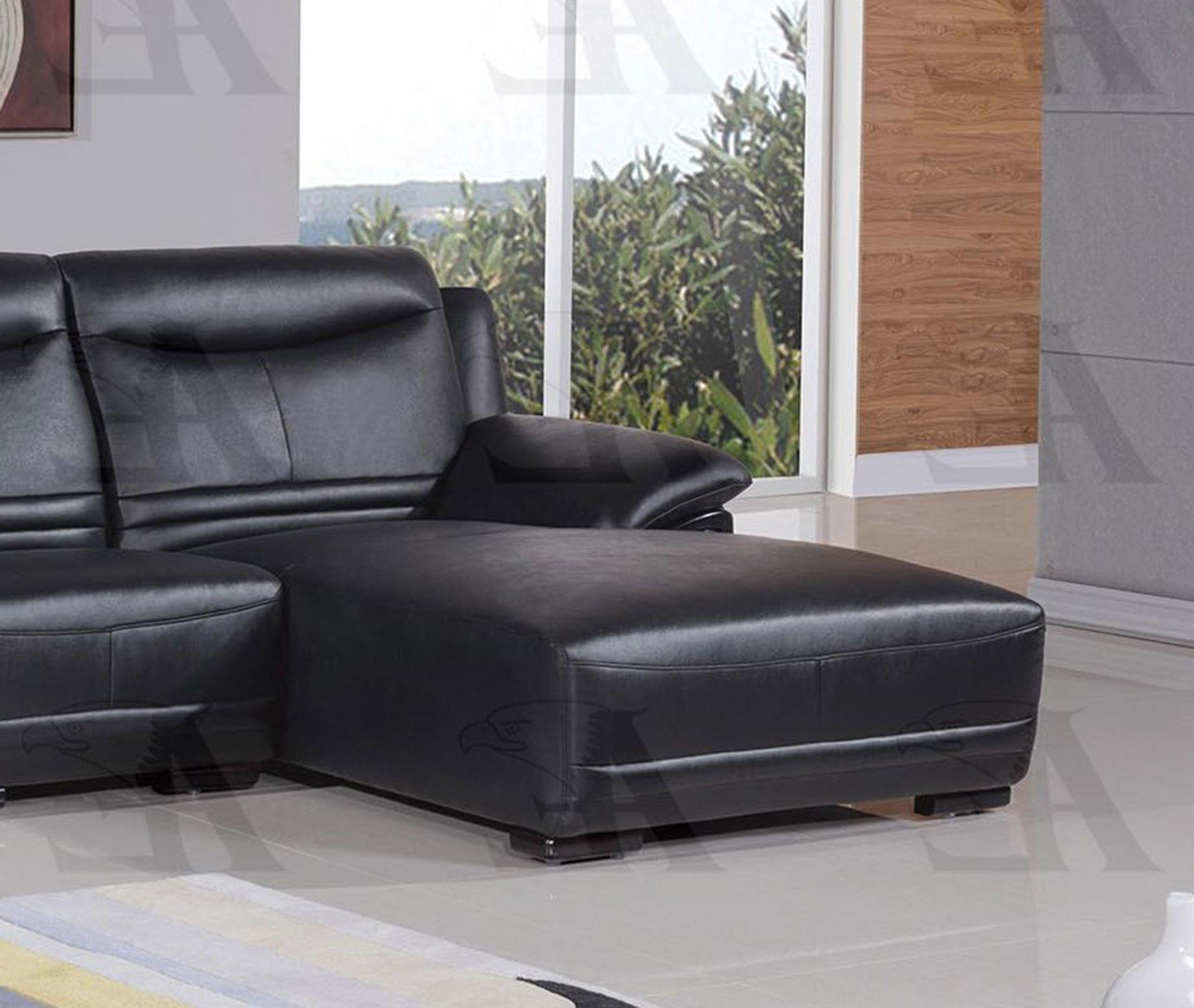 

    
American Eagle Furniture EK-LB306-BK Modern Black Genuine Leather Sectional RHC 3Pcs
