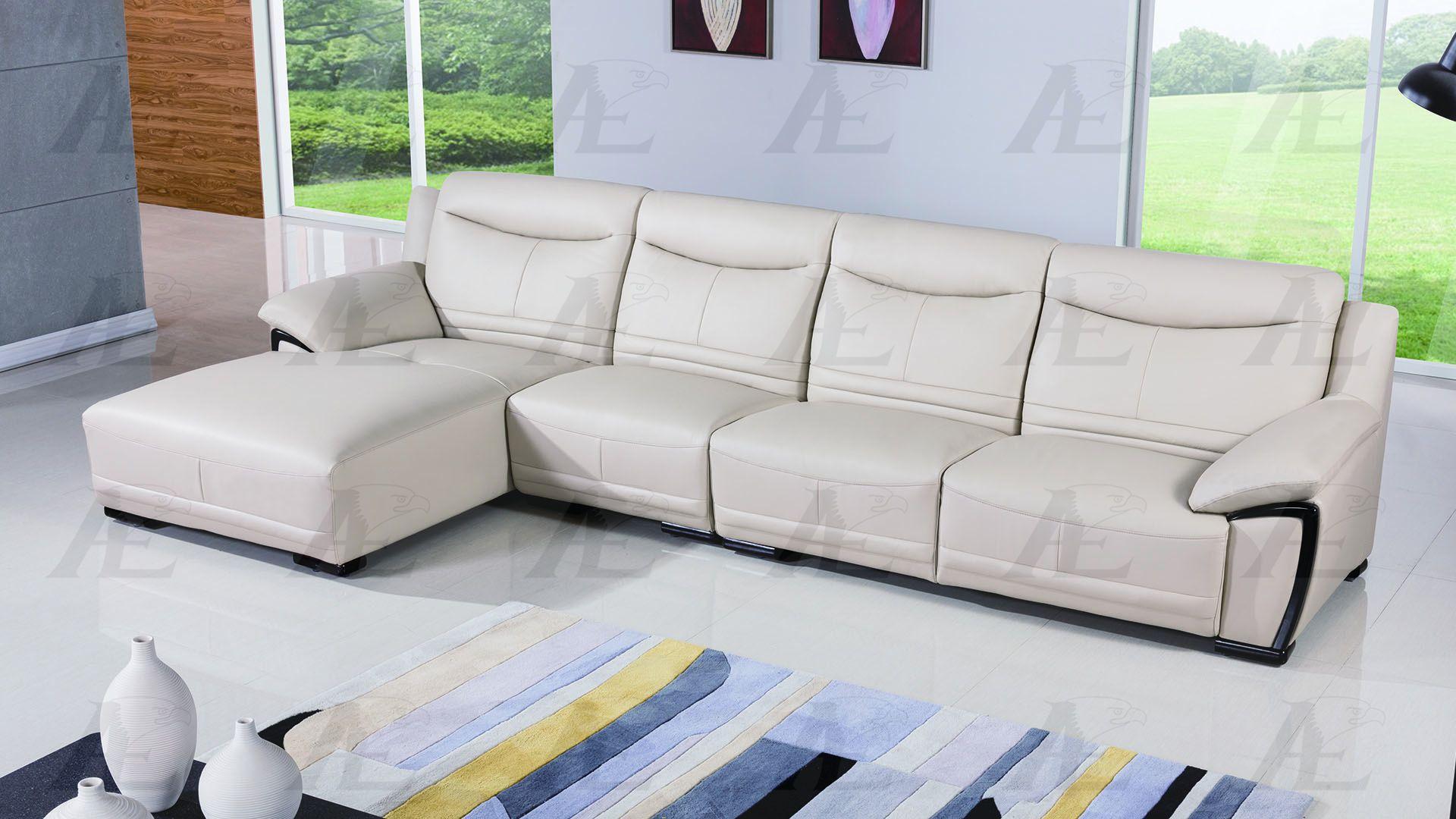 Modern Sofa Chaise and Chair Set EK-LB306-LG EK-LB306-LG Set-3 LHC in Light Gray Genuine Leather