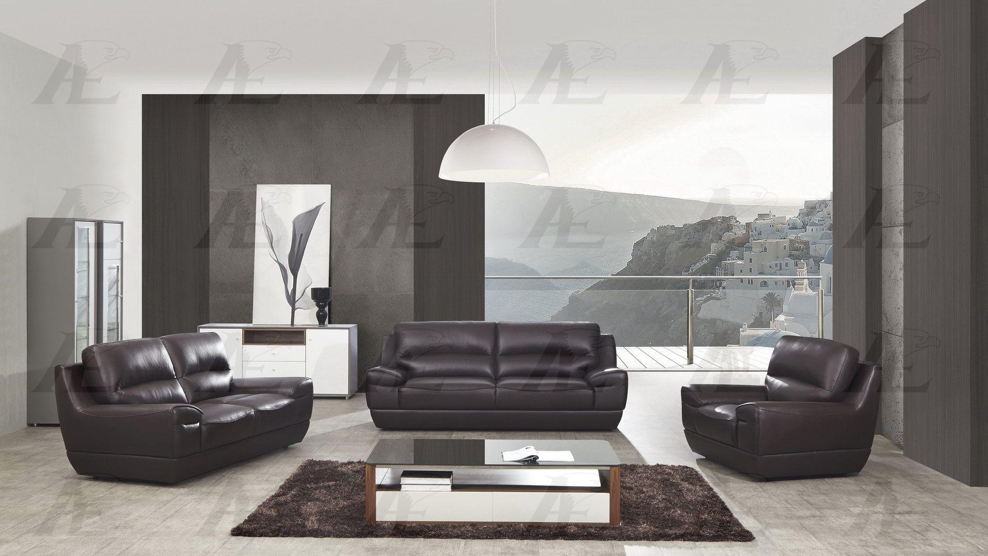 

    
EK018-DB-Set-3 Dark Brown Italian Leather Sofa Set 3Pc EK018-DB American Eagle Contemporary
