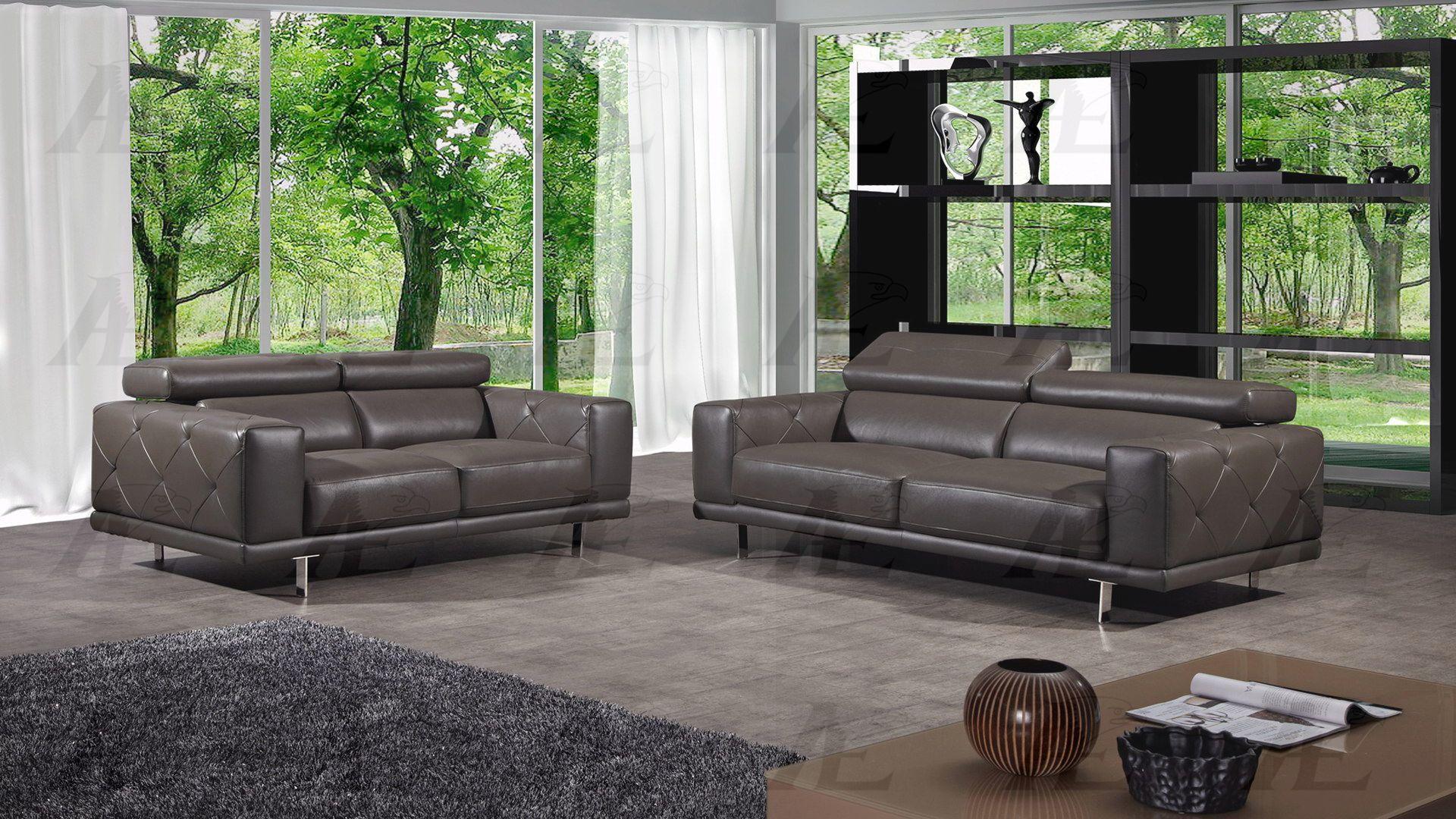 

    
American Eagle Furniture EK039-TPE Taupe Tufted Sofa Loveseat Set Italian Leather 2Pcs
