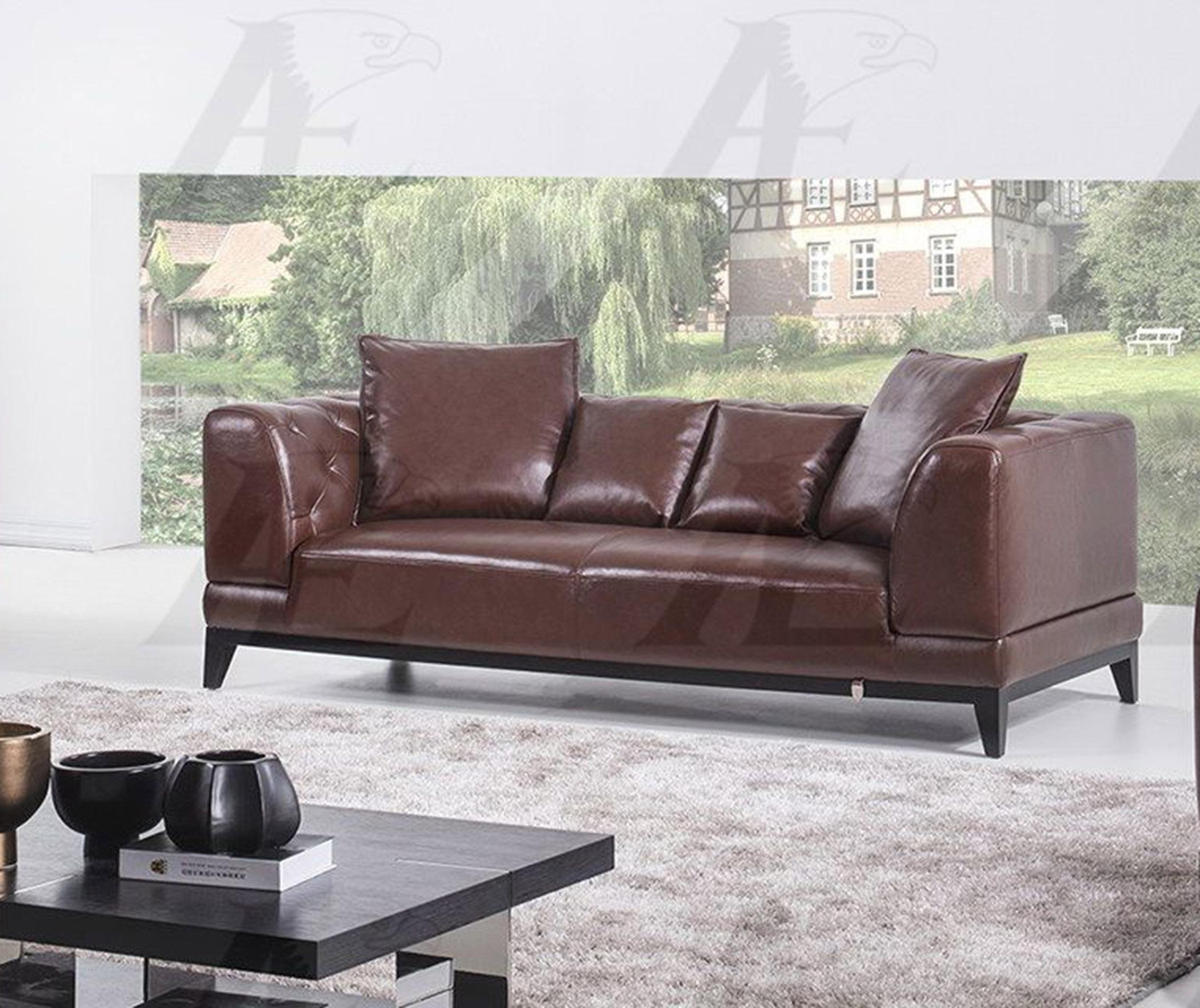 Modern Sofa EK065-BR EK065-BR in Brown Italian Leather