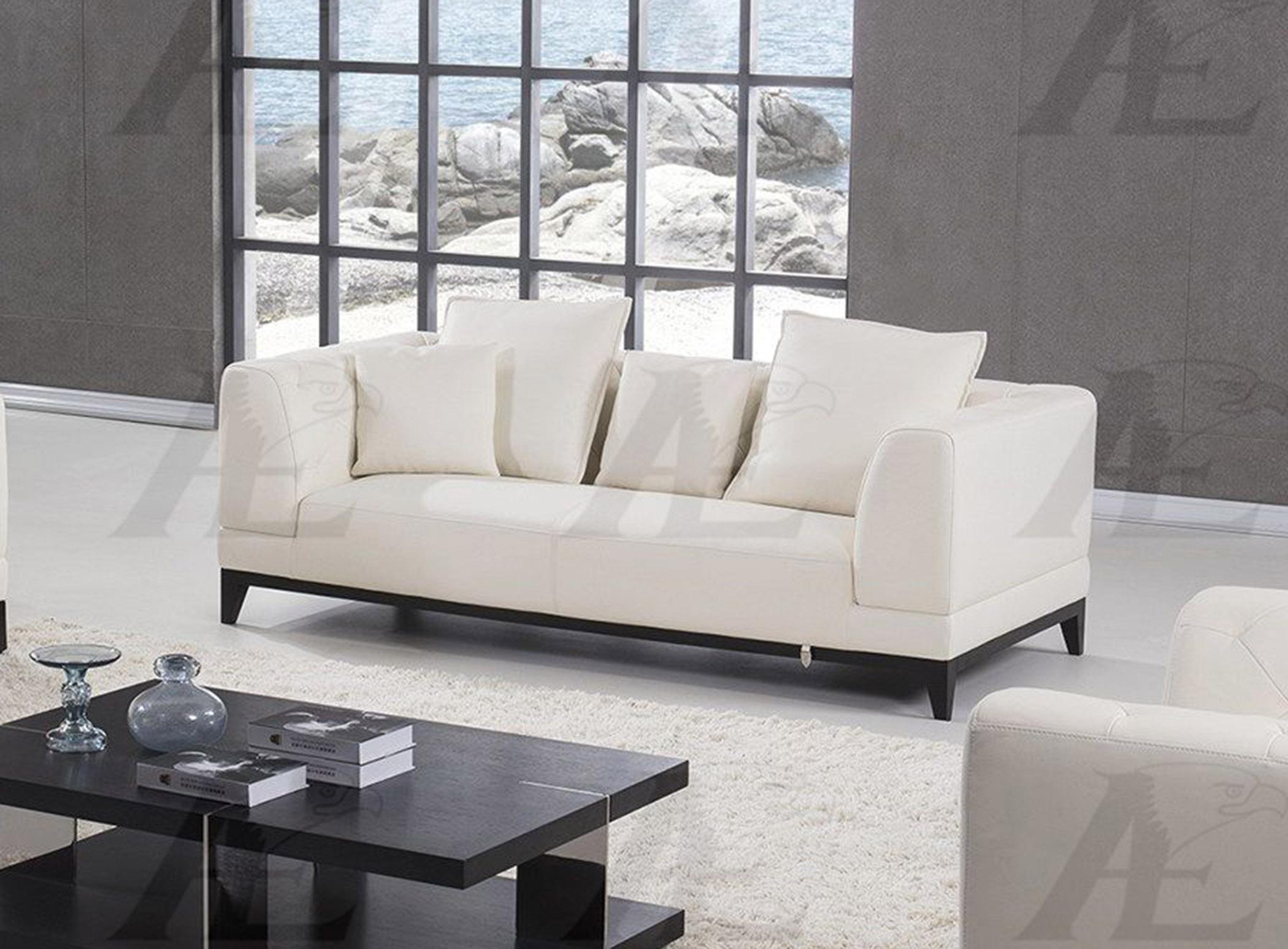 

    
American Eagle Furniture  EK065-W White Sofa Loveseat Set Italian Full Leather 2Pcs
