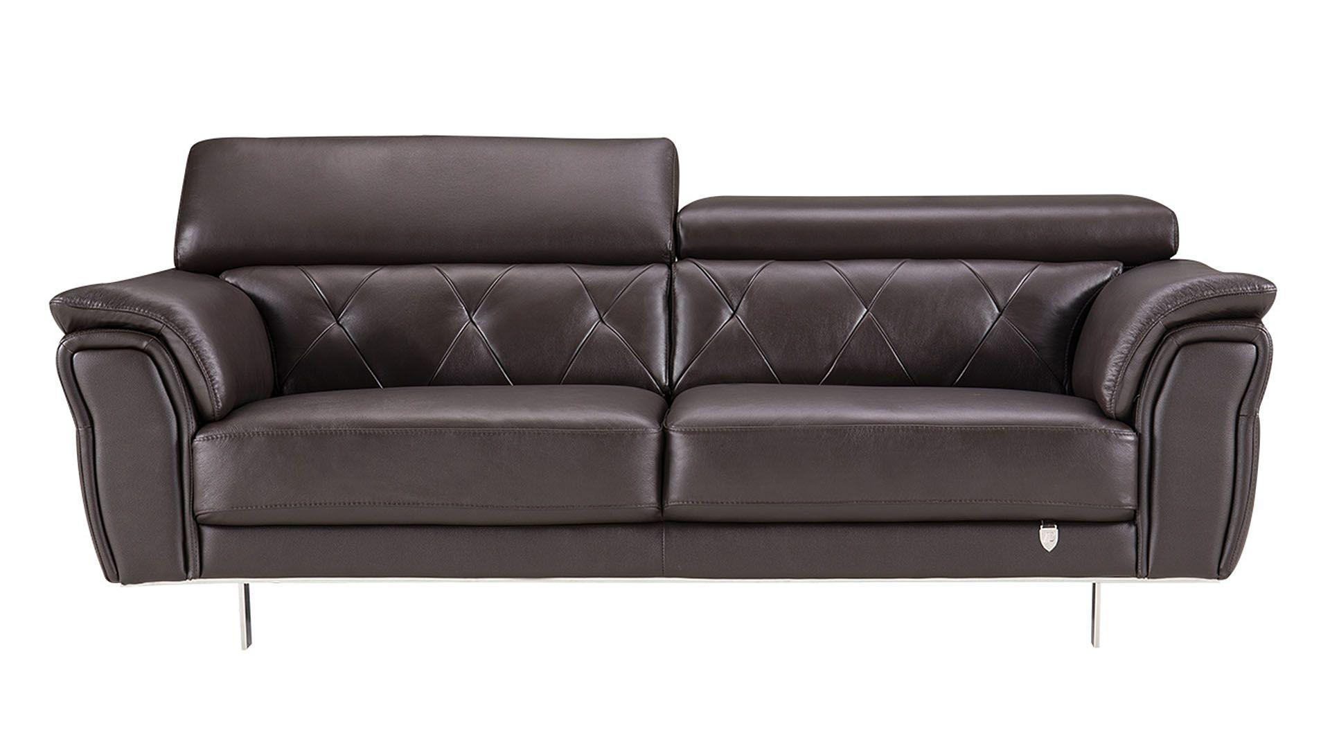 Modern Sofa EK068-DC EK068-DC-SF in Dark Chocolate Italian Leather