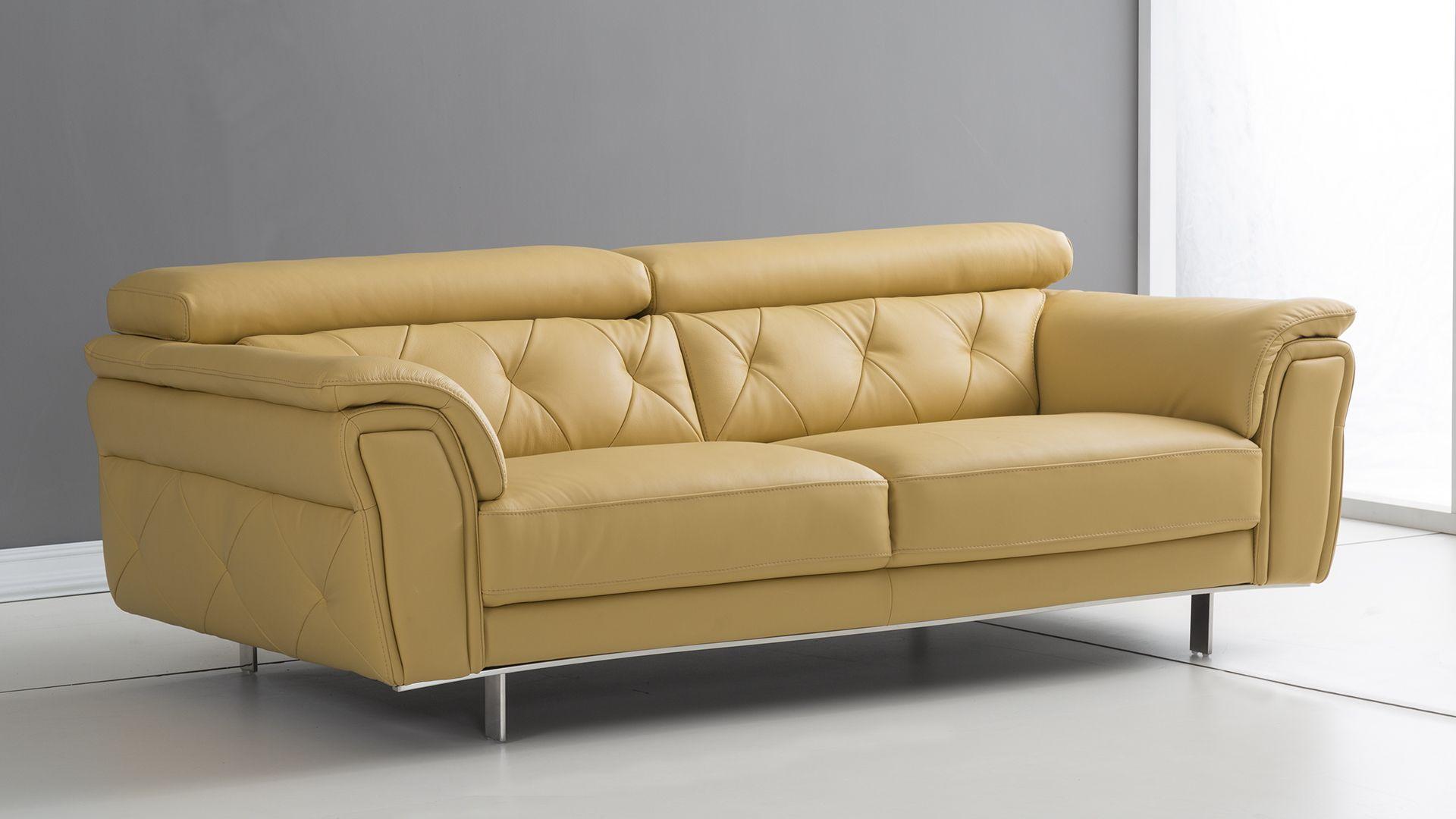 

    
Yellow Italian Leather Tufted Sofa American Eagle EK068-YO Modern
