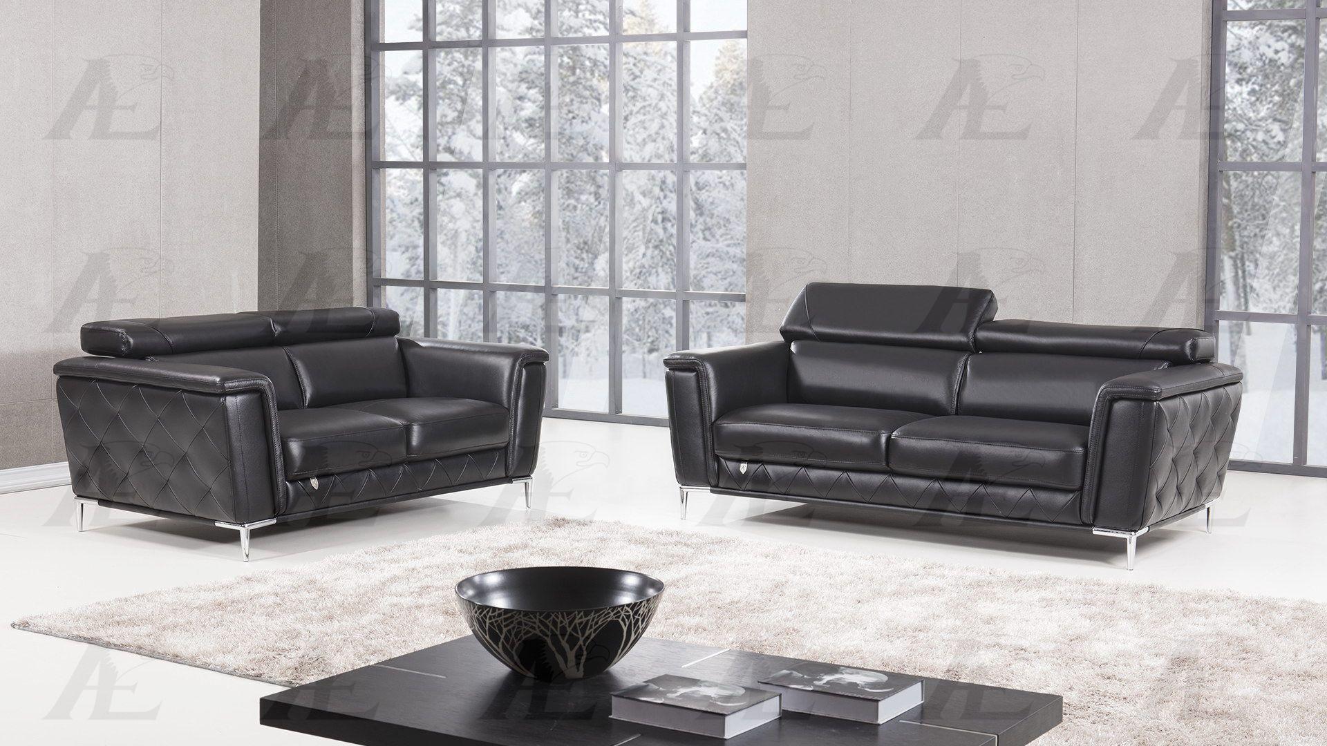 

    
EK071-BK-Set-2 Black Top Grain Italian Leather Tufted Sofa Set 2Pc EK071-BK American Eagle
