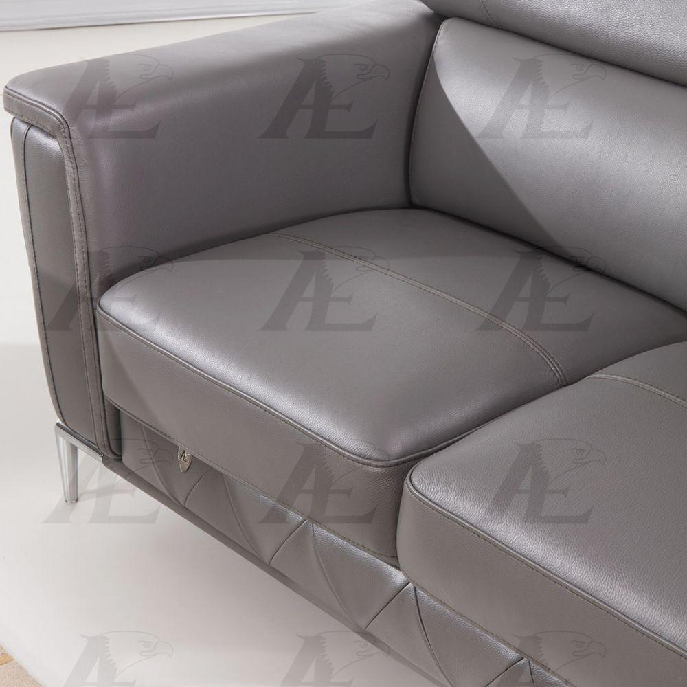 

    
 Order  Dark Gray Top Grain Italian Leather Sofa 2Pcs EK071-GR American Eagle Modern
