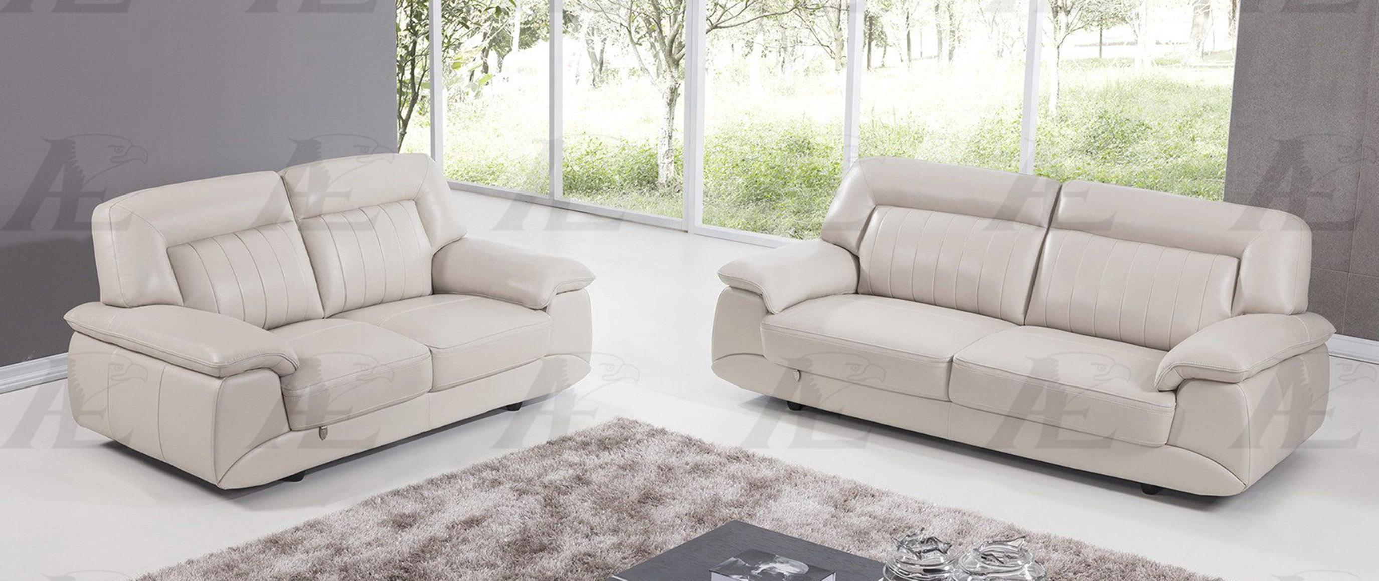 Modern Sofa and Loveseat Set EK072-LG EK072-LG Set-2 in Light Gray Italian Leather