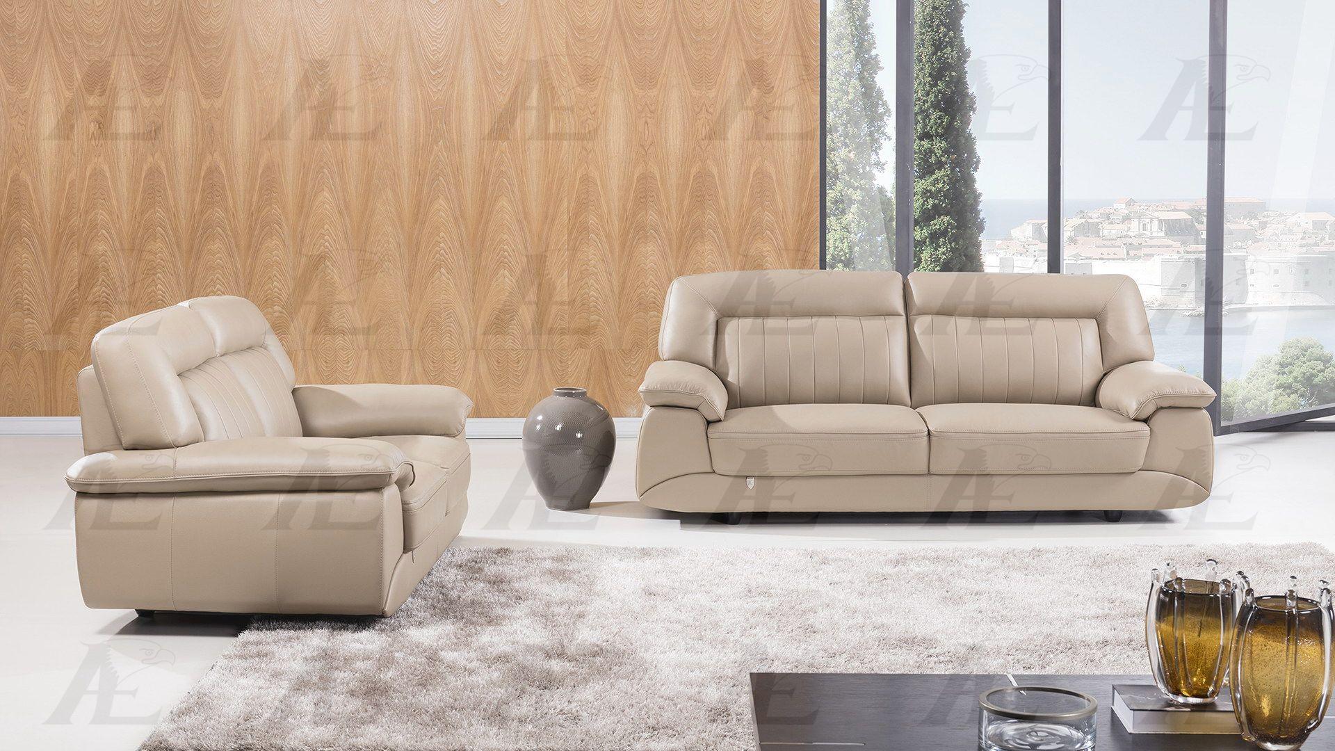 Modern Sofa and Loveseat Set EK072-TAN EK072-TAN Set-2 in Tan Italian Leather