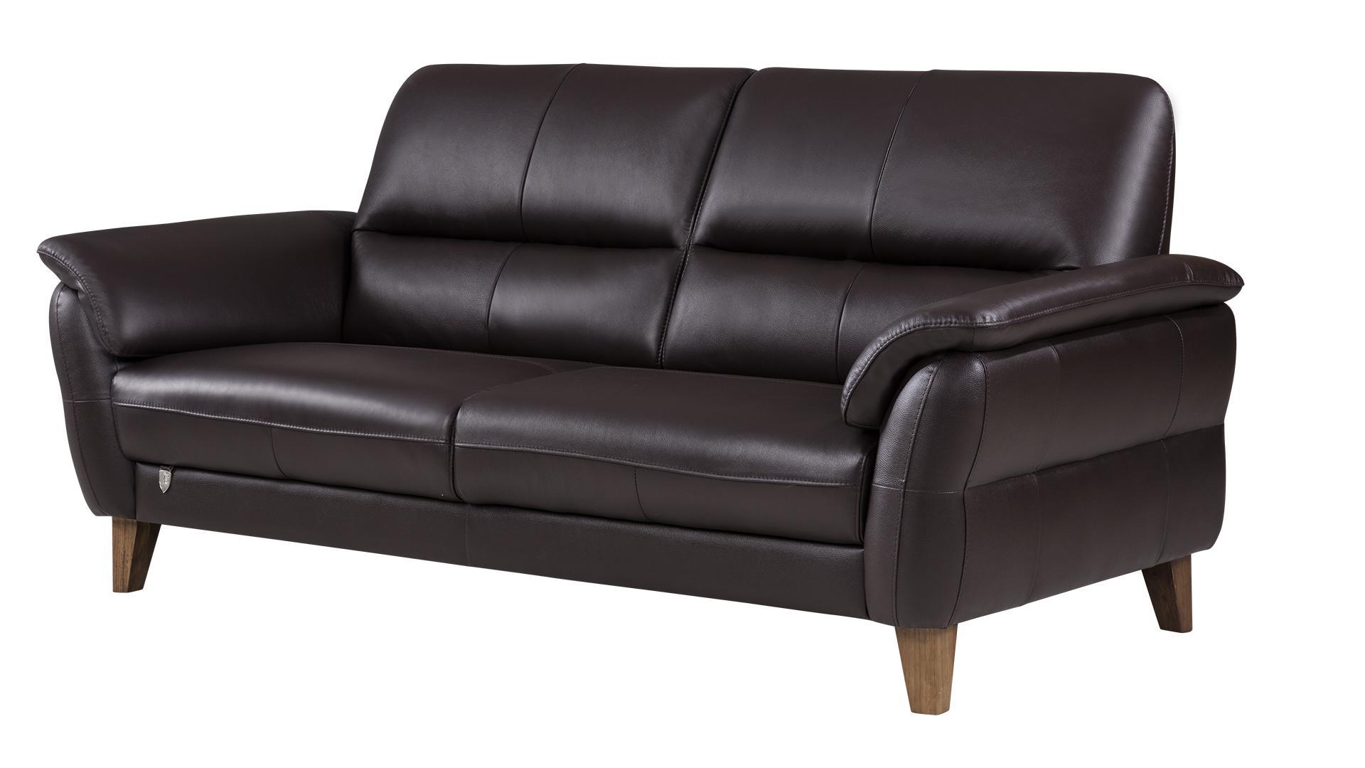 

    
Dark Chocolate Italian Leather Sofa Set 2Pcs EK073-DC American Eagle Modern
