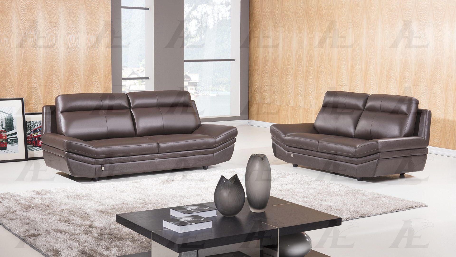 Modern Sofa and Loveseat Set EK075-DC EK075-DC Set-2 in Dark Chocolate Italian Leather